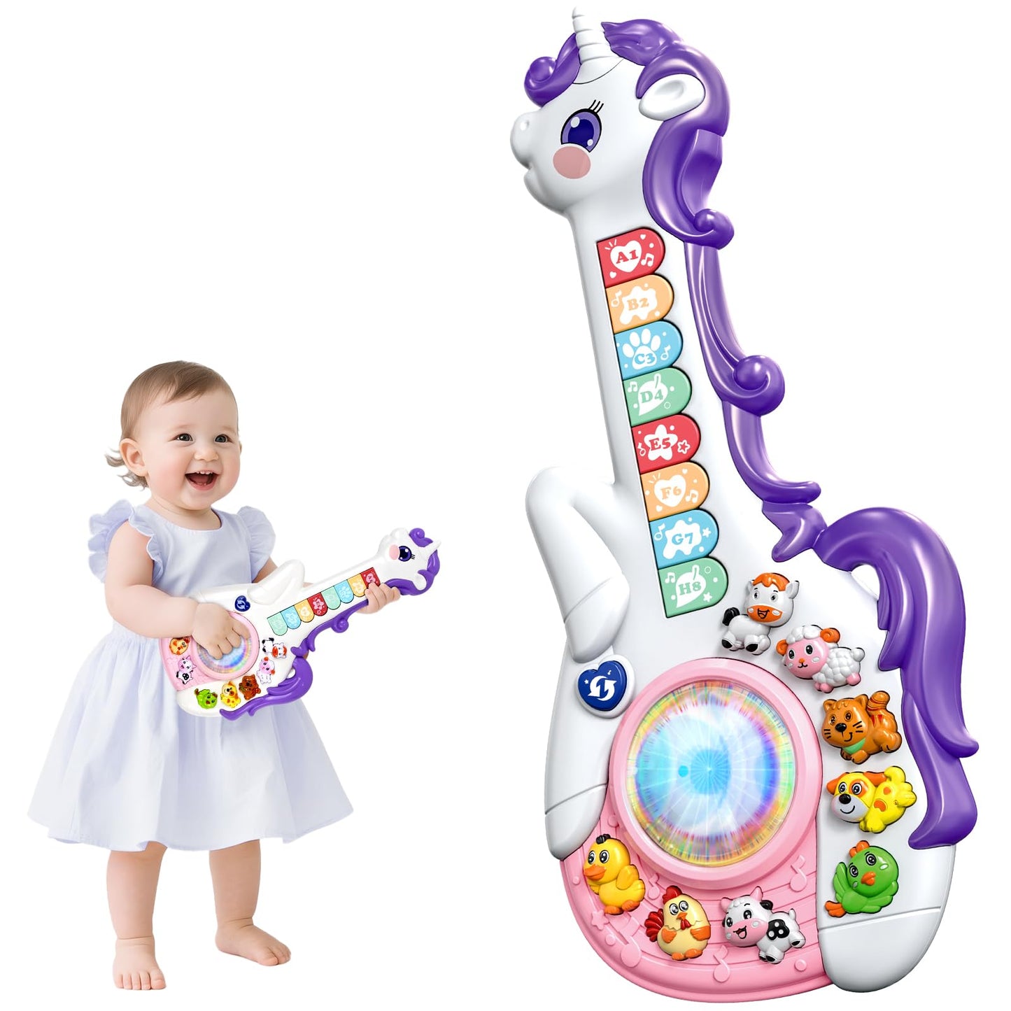 Marstone Baby Musical Unicorn Toy – Educational Guitar & Learning Toy for Toddlers 12-18 Months to 3 Years