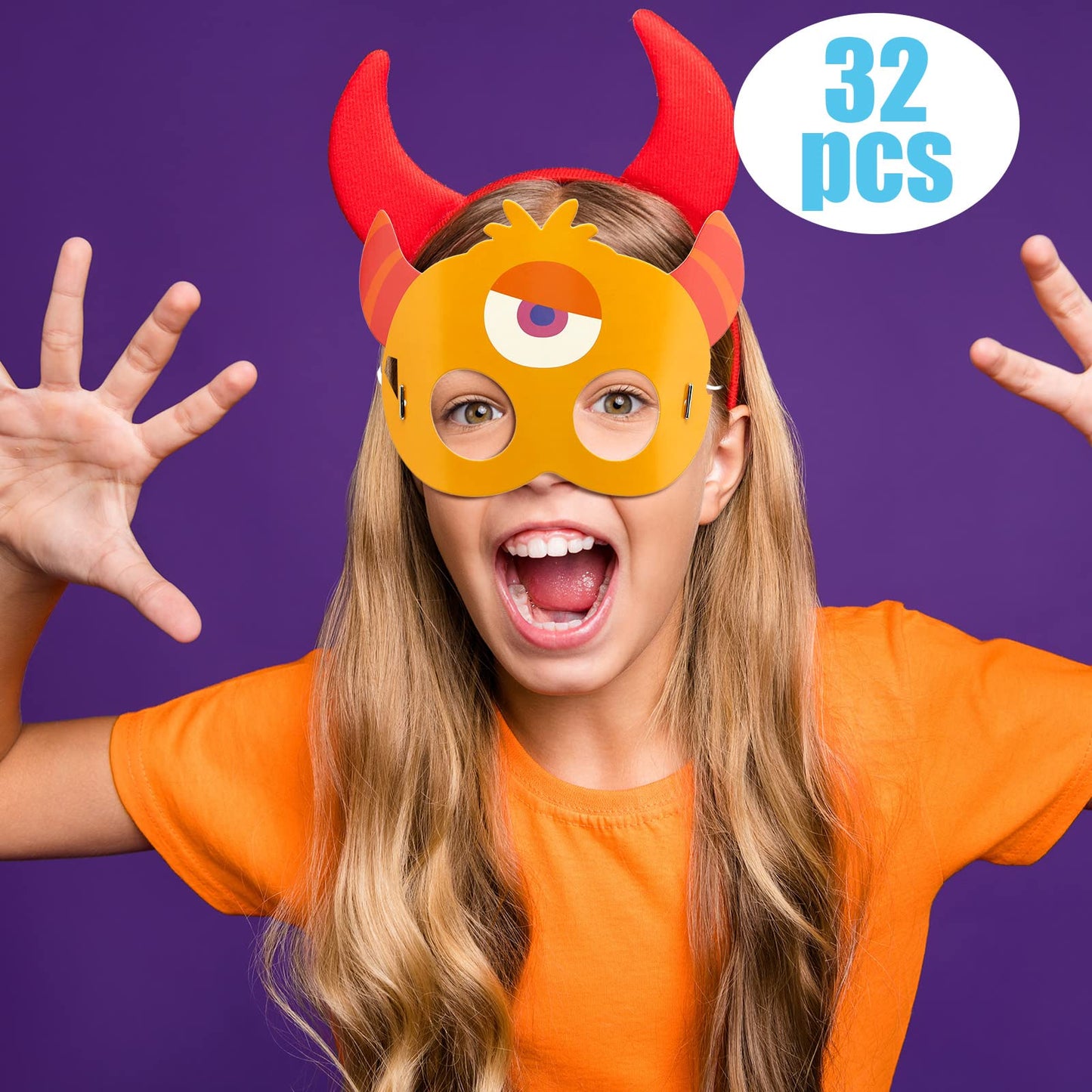 Marsui 32 Pcs Unicorn Monster Safari Kids Face Masks – Cartoon Party Decor & Birthday Supplies