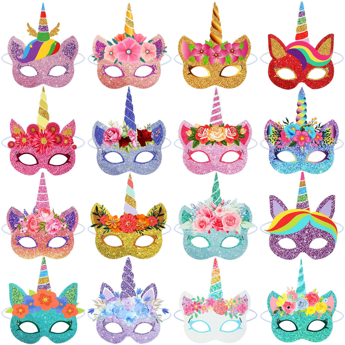 Marsui 32-Piece Unicorn Pattern Face Masks for Kids | Party Decor & Favors