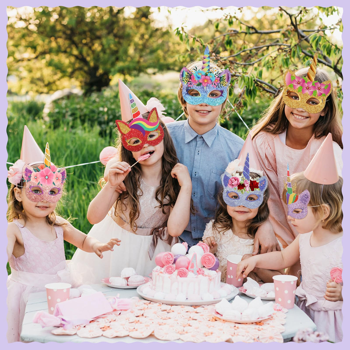 Marsui 32-Piece Unicorn Pattern Face Masks for Kids | Party Decor & Favors