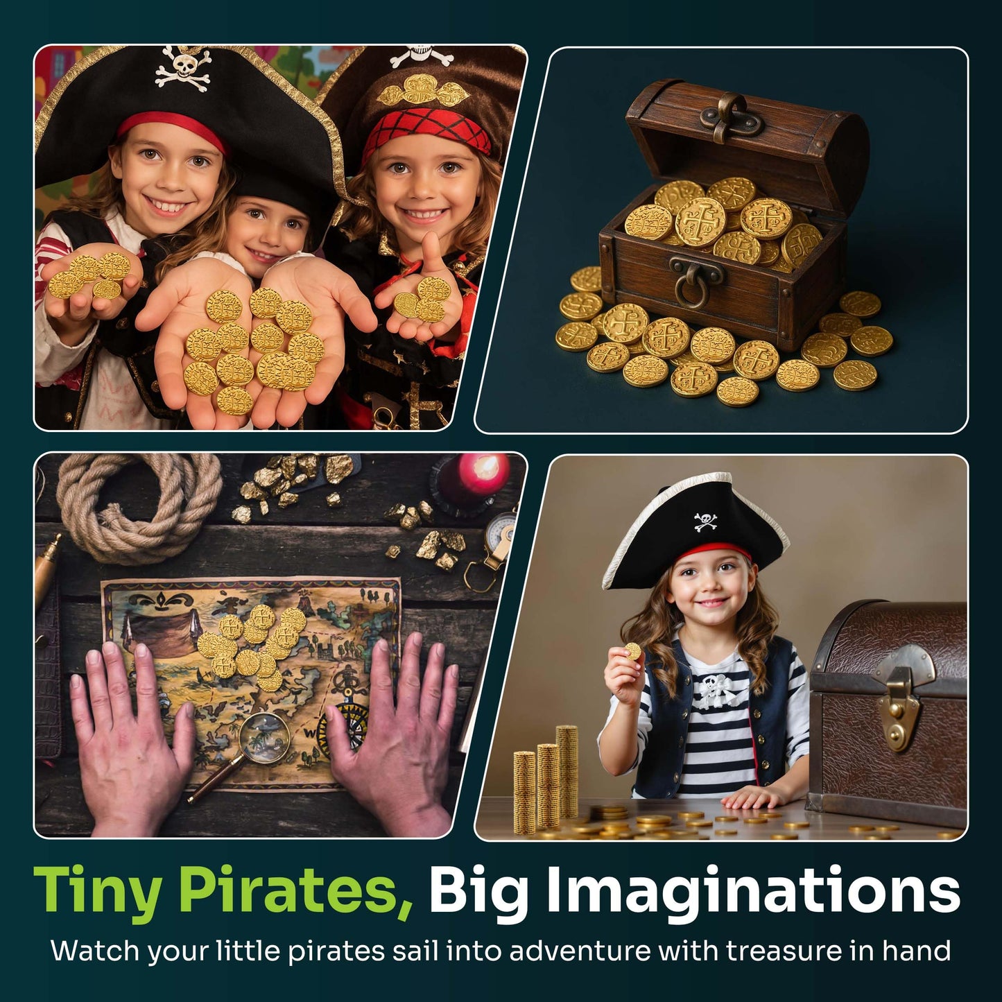 Mart Cobra Pirate Coins: 100 Gold Metal Doubloons for Kids | RPG Loot, St Patrick's Day Fun & Pirate Props