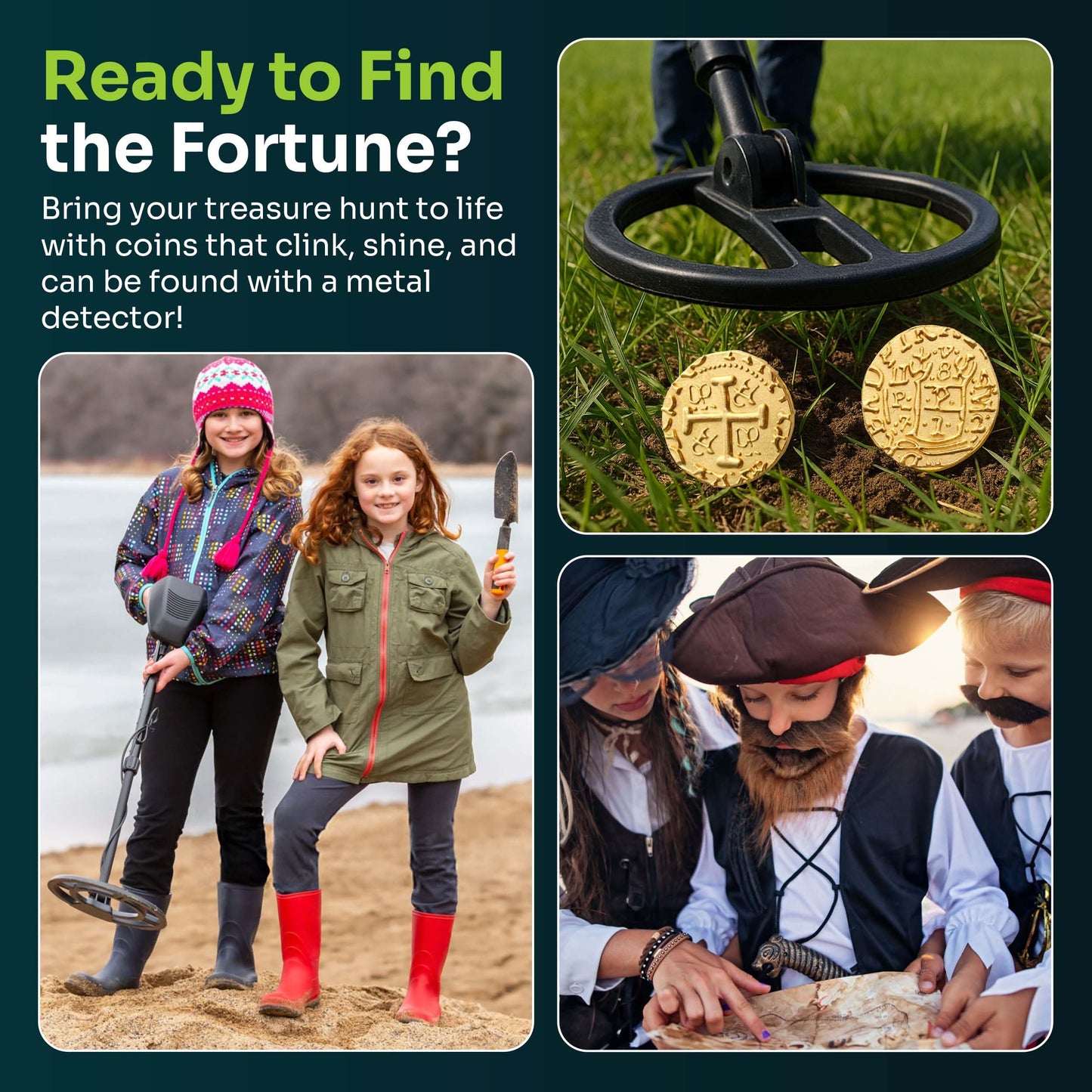 Mart Cobra Pirate Coins: 100 Gold Metal Doubloons for Kids | RPG Loot, St Patrick's Day Fun & Pirate Props