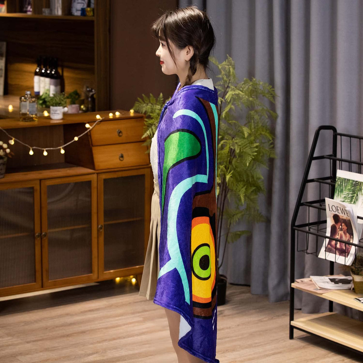 MARUKQW Zelda Plush Glider Blanket Cloak – Dark Blue, 60–63 in Cosplay Prop