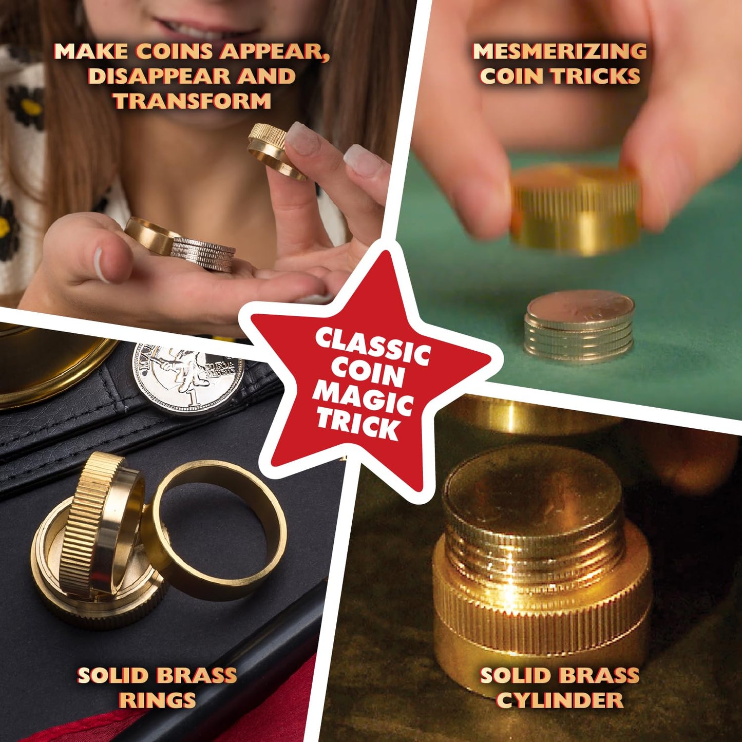 Marvin's Magic - The Dynamic Coins: Brass Coin Trick Set for All Levels | Magic Kit & Prank Fun