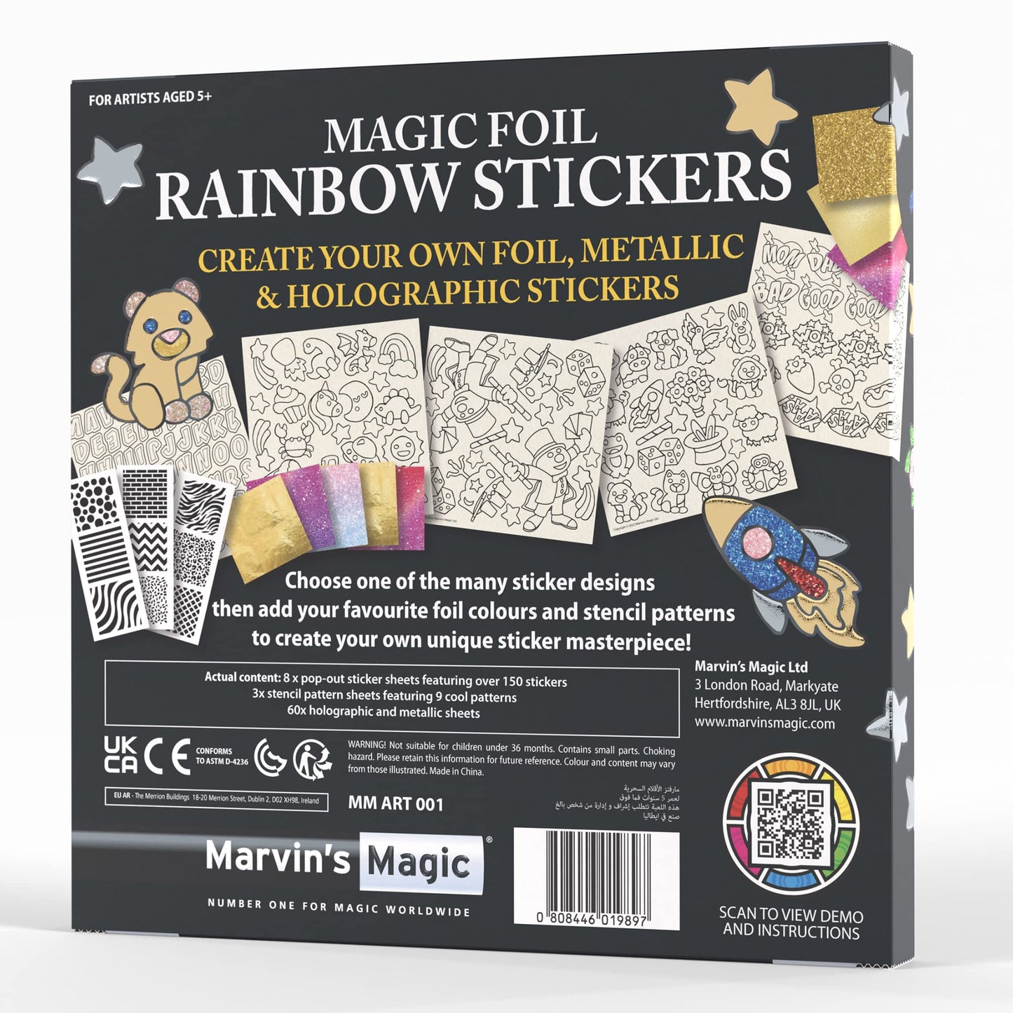 Marvin's Magic Foil Rainbow Stickers – Metallic & Holographic Art Supplies (150 Stickers)