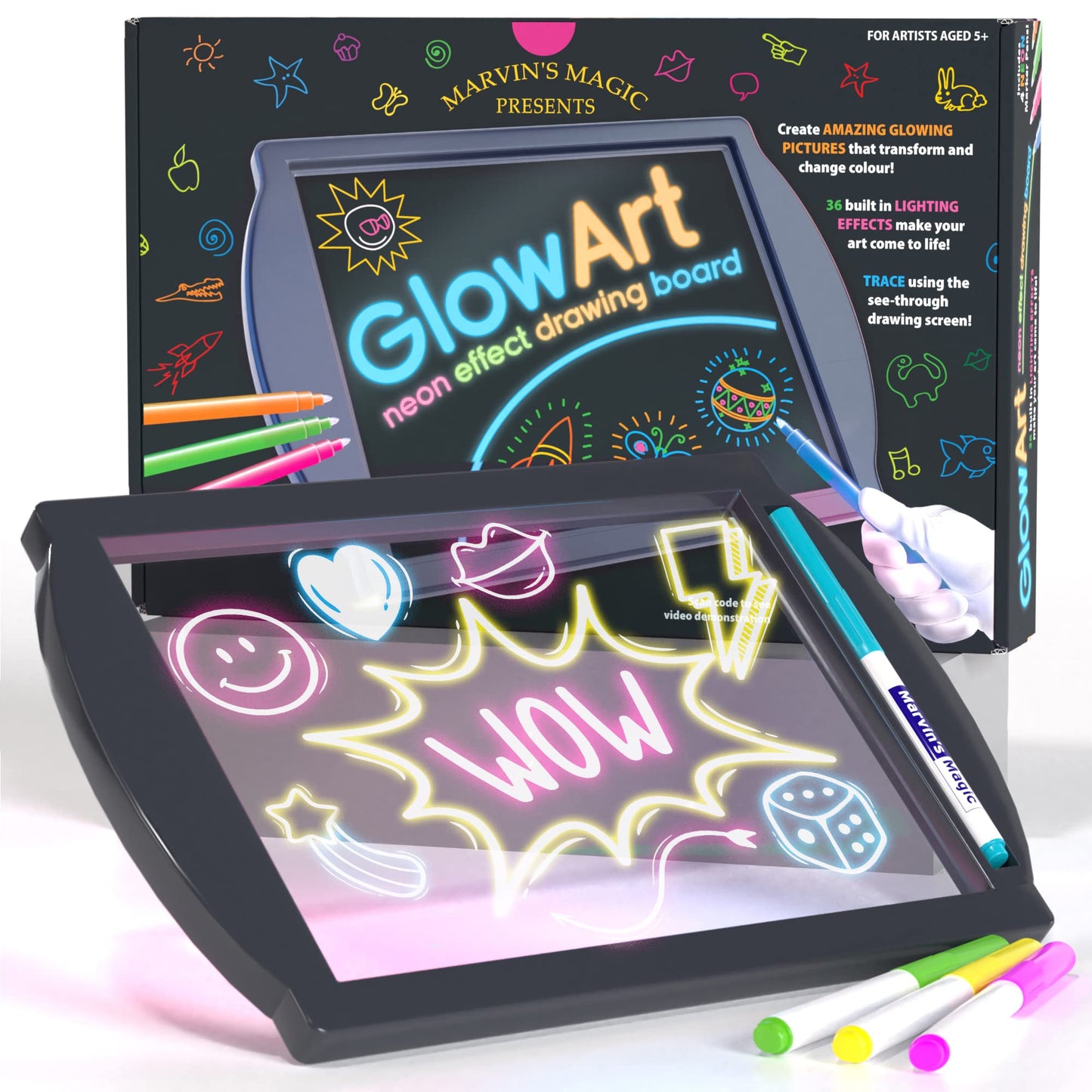 Marvin's Magic Glow Art - LED Doodle Board for Kids | Glow in the Dark Drawing Pad