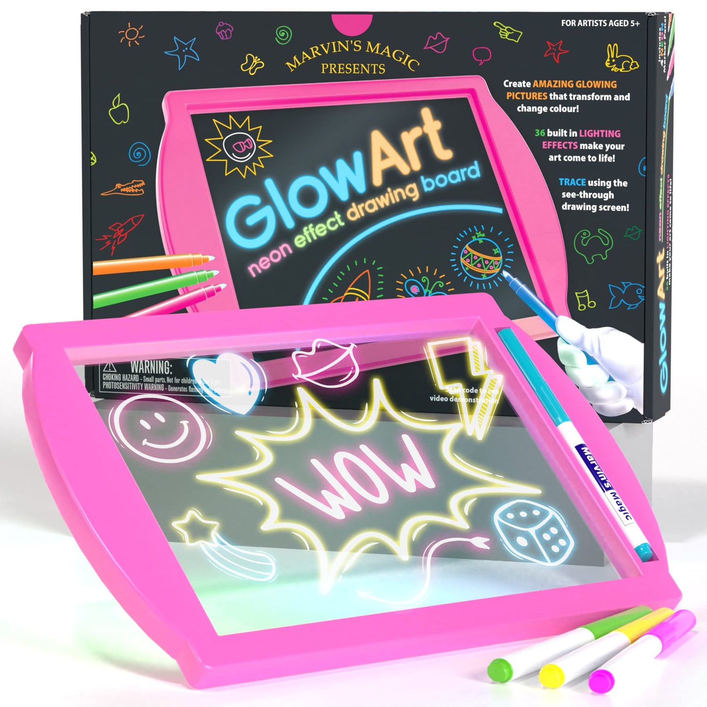 Marvin's Magic Glow Art LED Doodle Board – Light Up Drawing Pad for Kids 5+