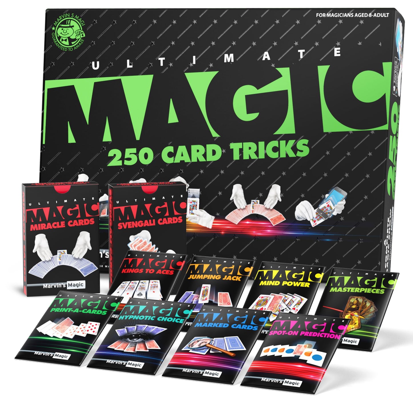 Marvin's Magic Ultimate 250 Card Tricks Set – 250 Tricks + Illustrated Guide