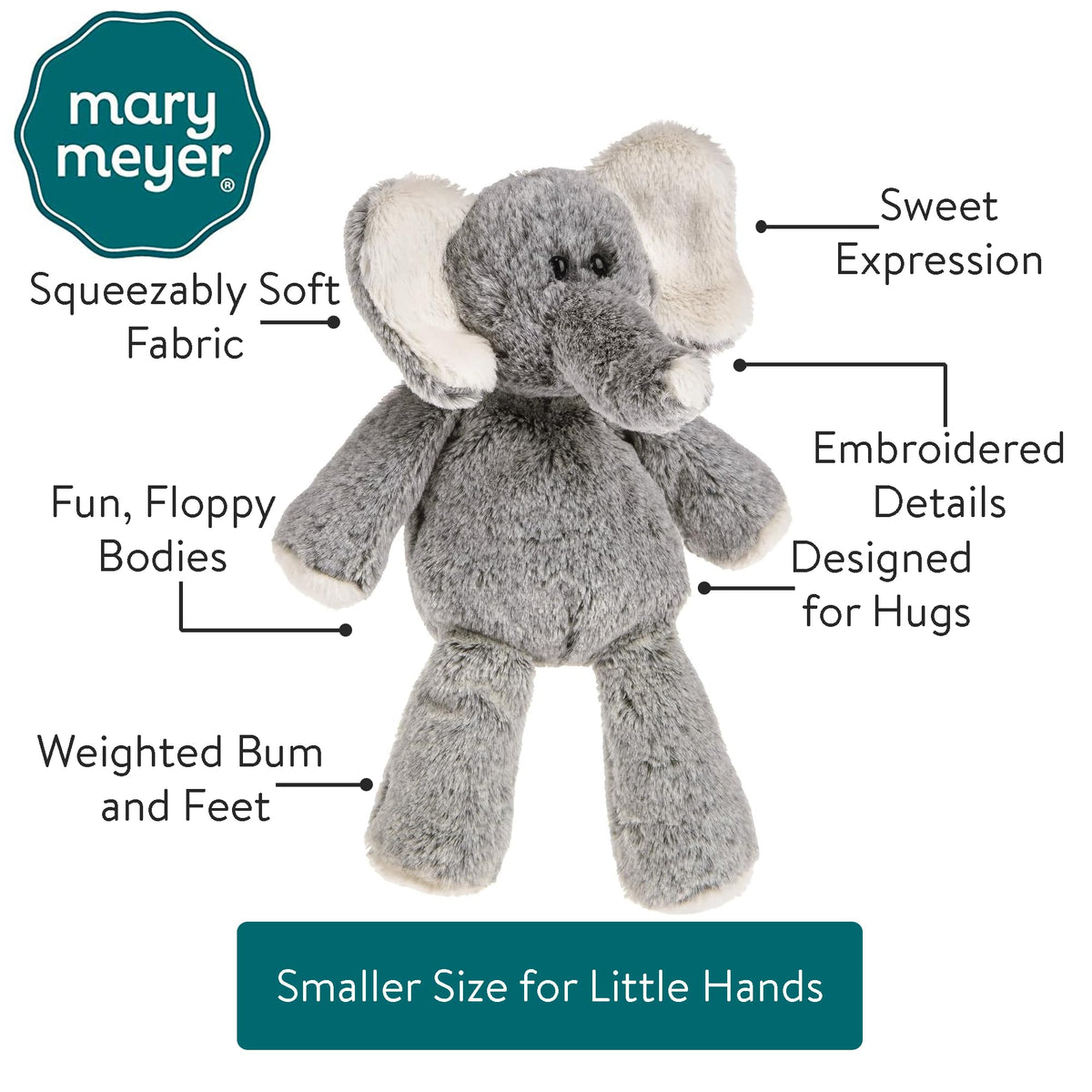 Mary Meyer Marshmallow Junior Elephant Soft Toy — 9-Inch Plush