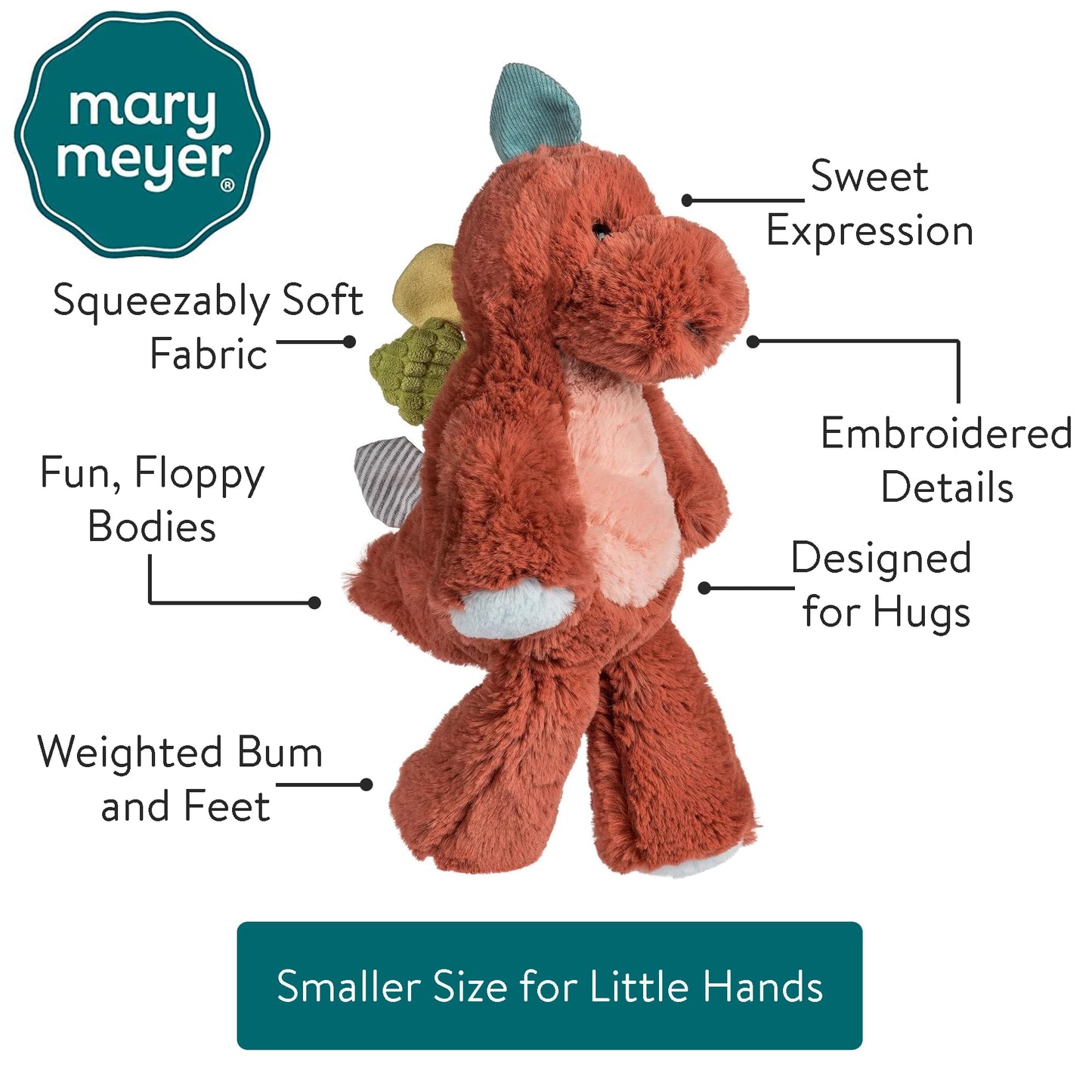 Mary Meyer Marshmallow Junior Stegosaurus Plush – 9-Inch, Ultra-Soft Cuddle Toy