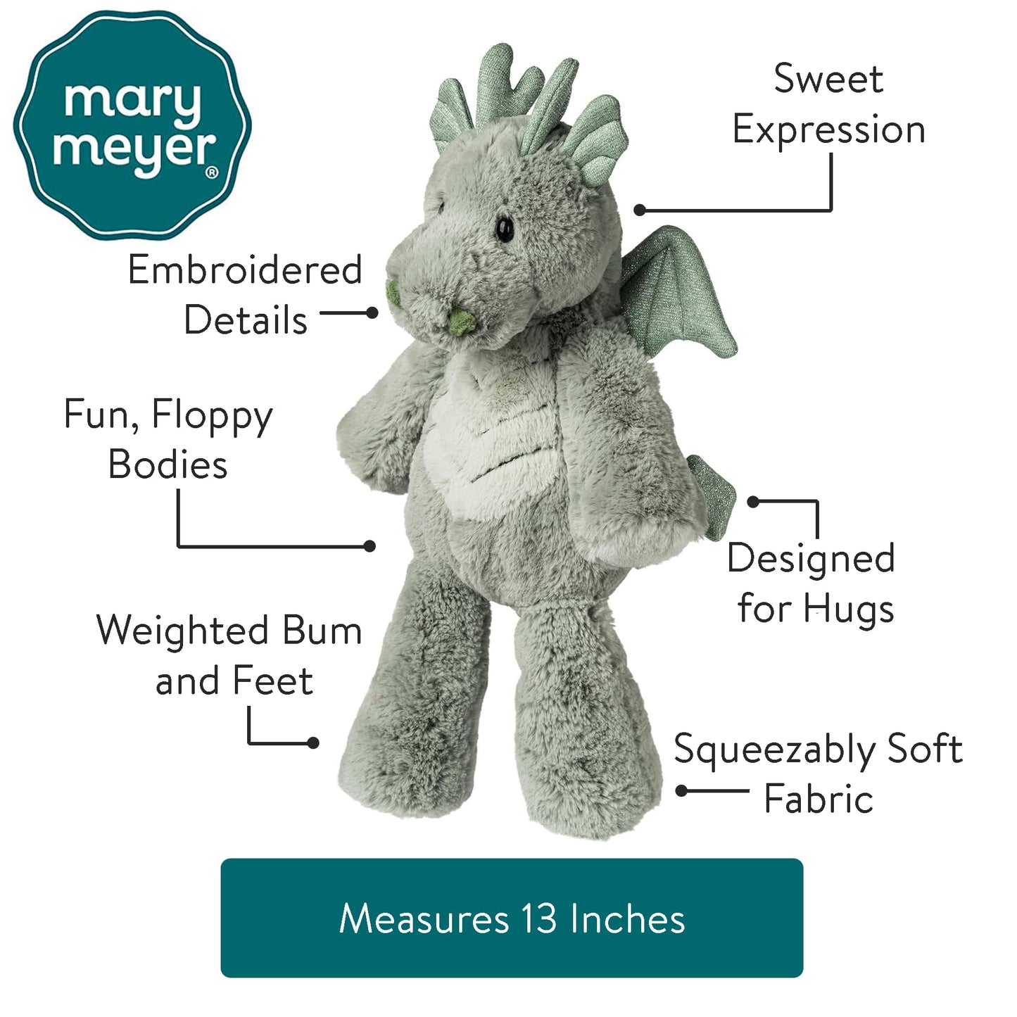 Mary Meyer Marshmallow Zoo Dragon Plush Toy – 13-Inch Soft Dragon
