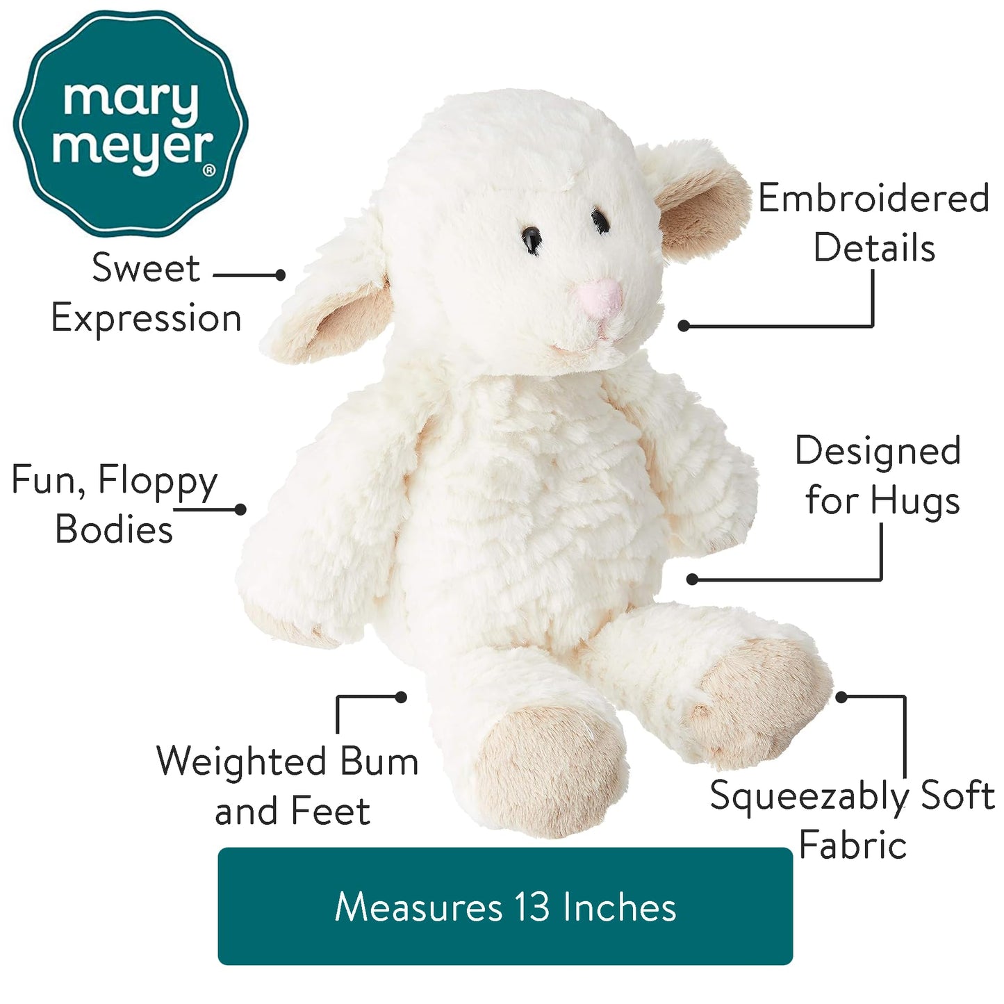 Mary Meyer Marshmallow Zoo Lamb Soft Toy, 13-Inch | Huggable Plush