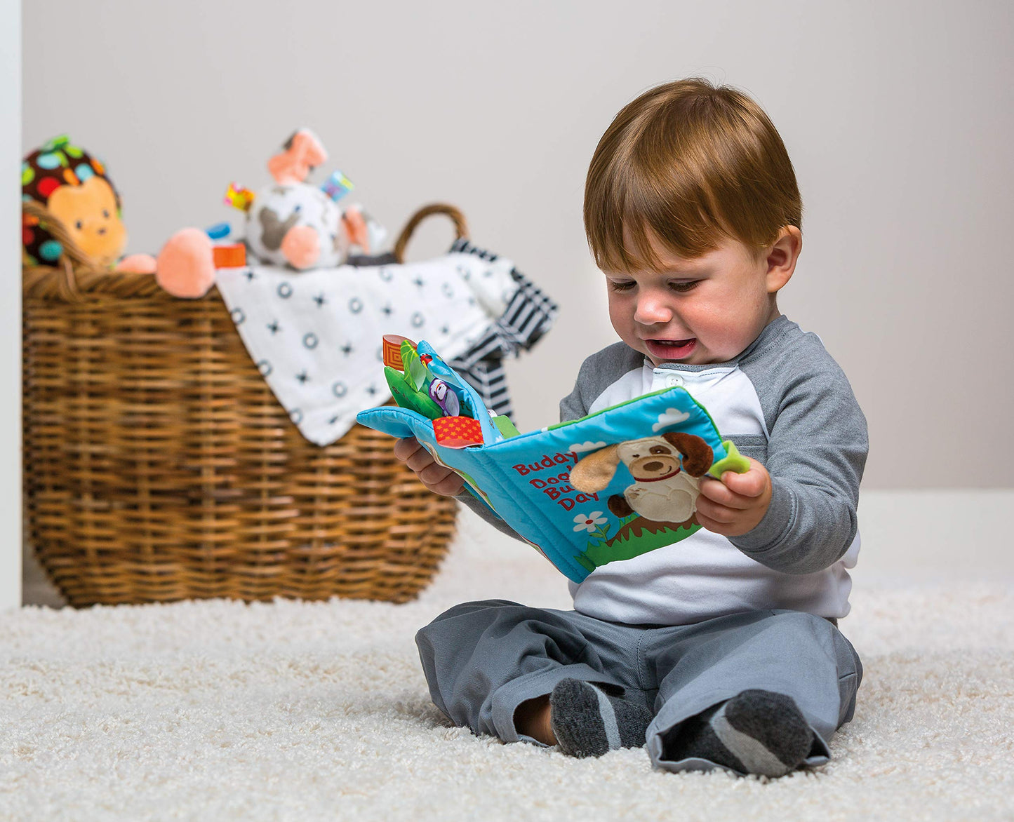 Mary Meyer Taggies Buddy Dog Soft Cloth Book – Crinkle, Squeaker, & Sensory Play for Baby