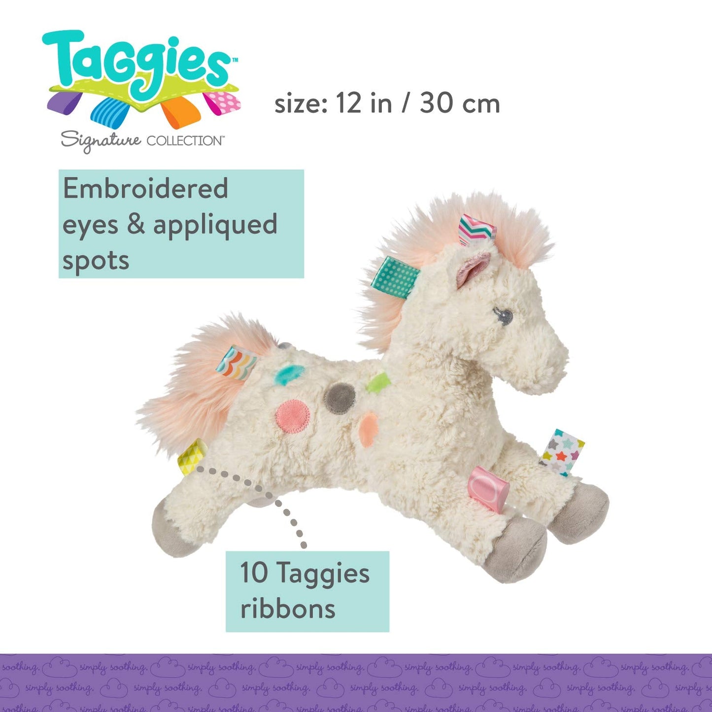 Mary Meyer Taggies Painted Pony – 11-Inch Soft Toy with Satin Tags
