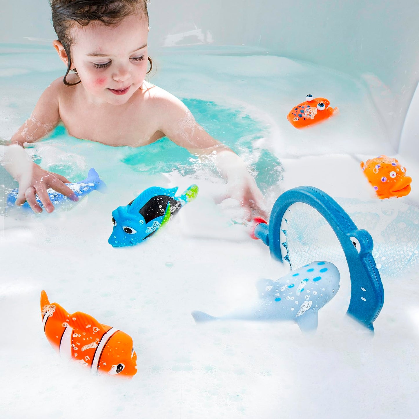 Masagotti No-Hole Mold-Free Baby Bath Toys Set – 6 Sea Creatures + Storage Bag