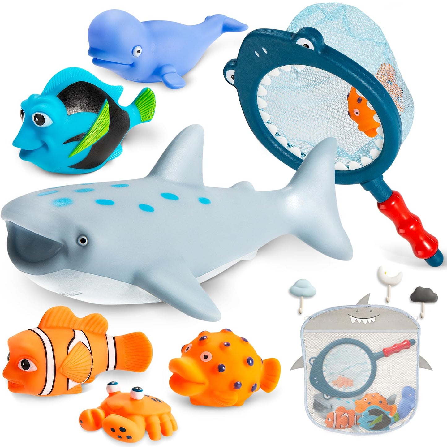 Masagotti No-Hole Mold-Free Baby Bath Toys Set – 6 Sea Creatures + Storage Bag
