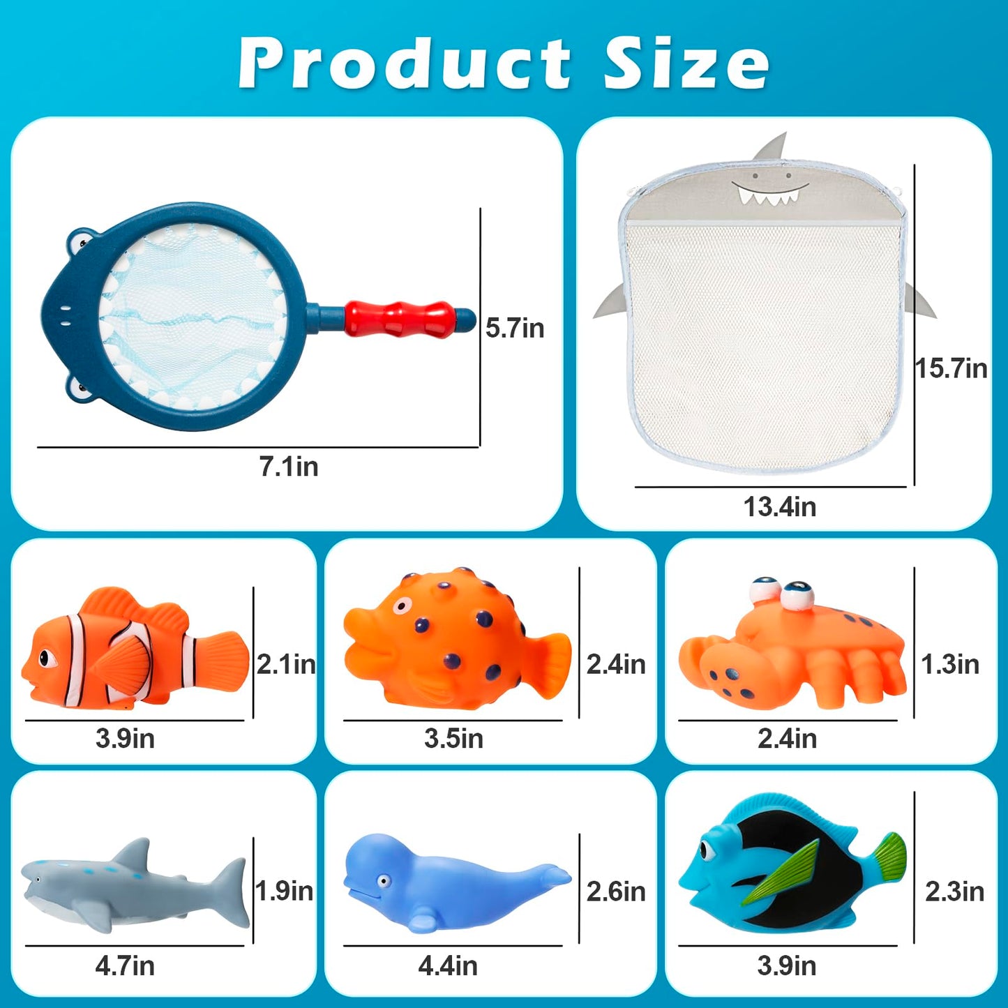 Masagotti No-Hole Mold-Free Baby Bath Toys Set – 6 Sea Creatures + Storage Bag