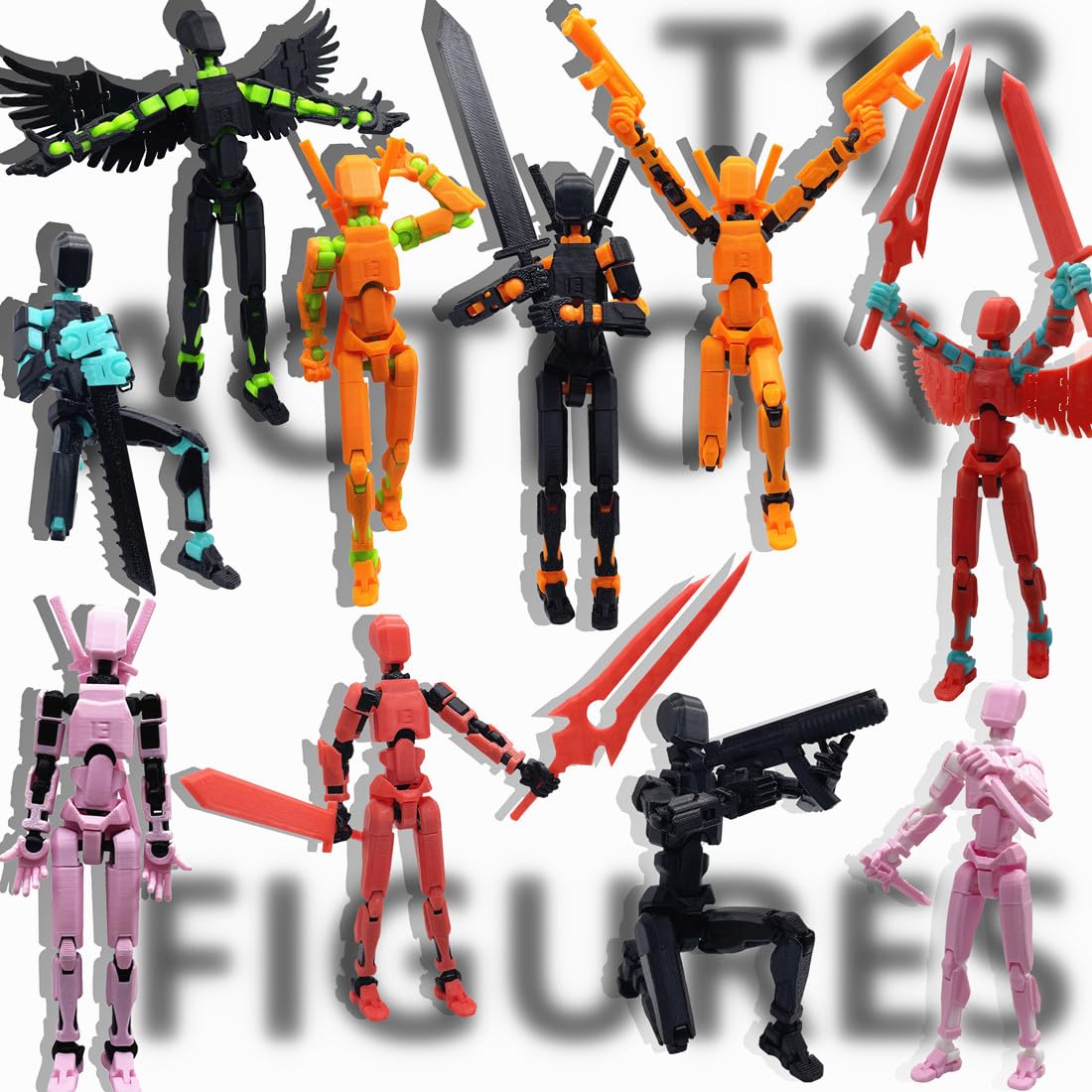 Masijssa T13 3D Action Figure Set – Titan 13, Fully Assembled Robo with 360° Articulation, PETG Durability