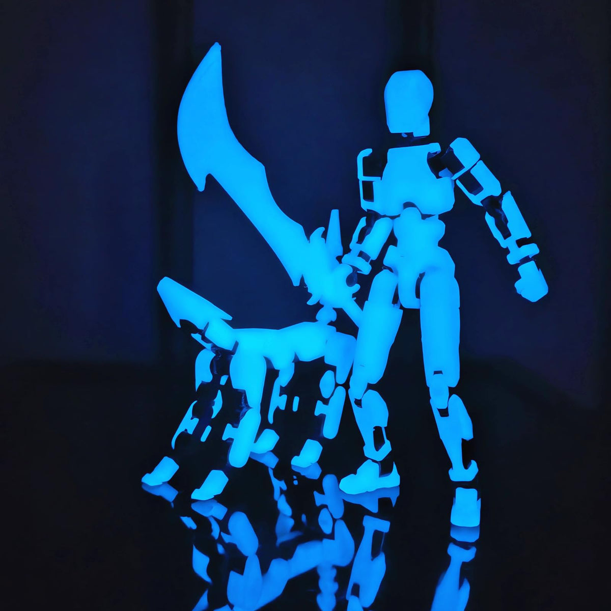 masijssa Titan 13 Glow-in-the-Dark Action Figures – Fully Assembled 3D Robot Duo (Blue/Black + Dog)