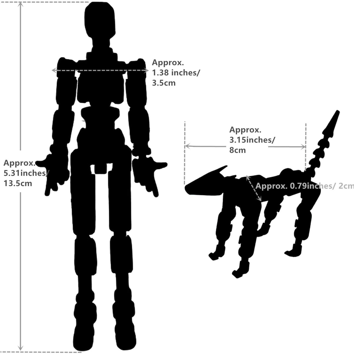 masijssa Titan 13 Glow-in-the-Dark Action Figures – Fully Assembled 3D Robot Duo (Blue/Black + Dog)