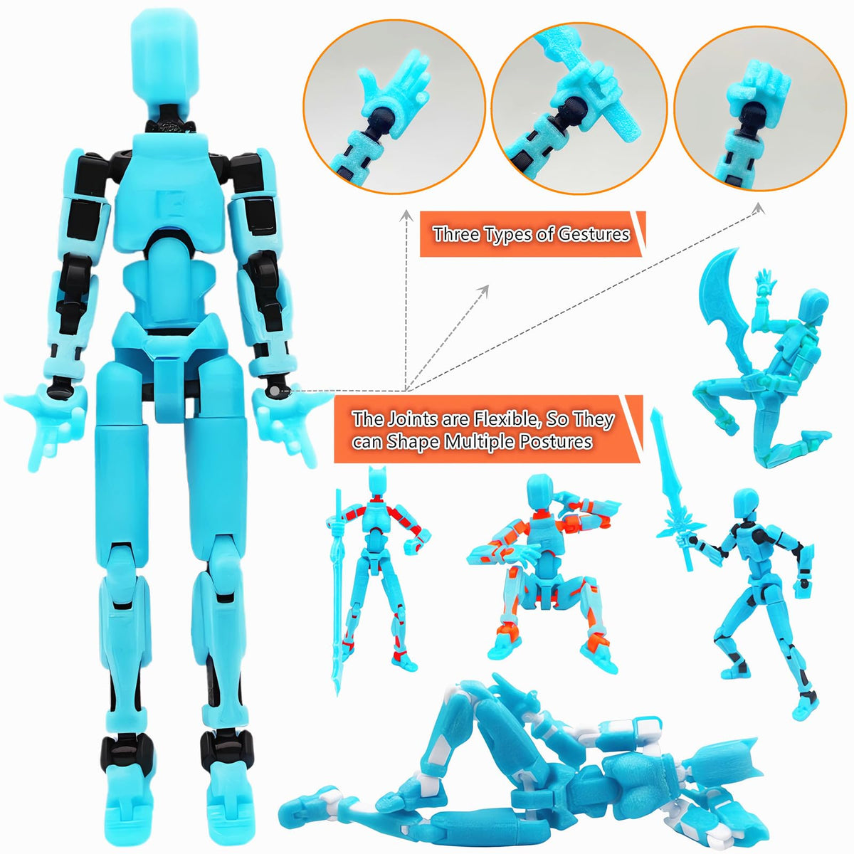 masijssa Titan 13 Glow-in-the-Dark Action Figures – Fully Assembled 3D Robot Duo (Blue/Black + Dog)