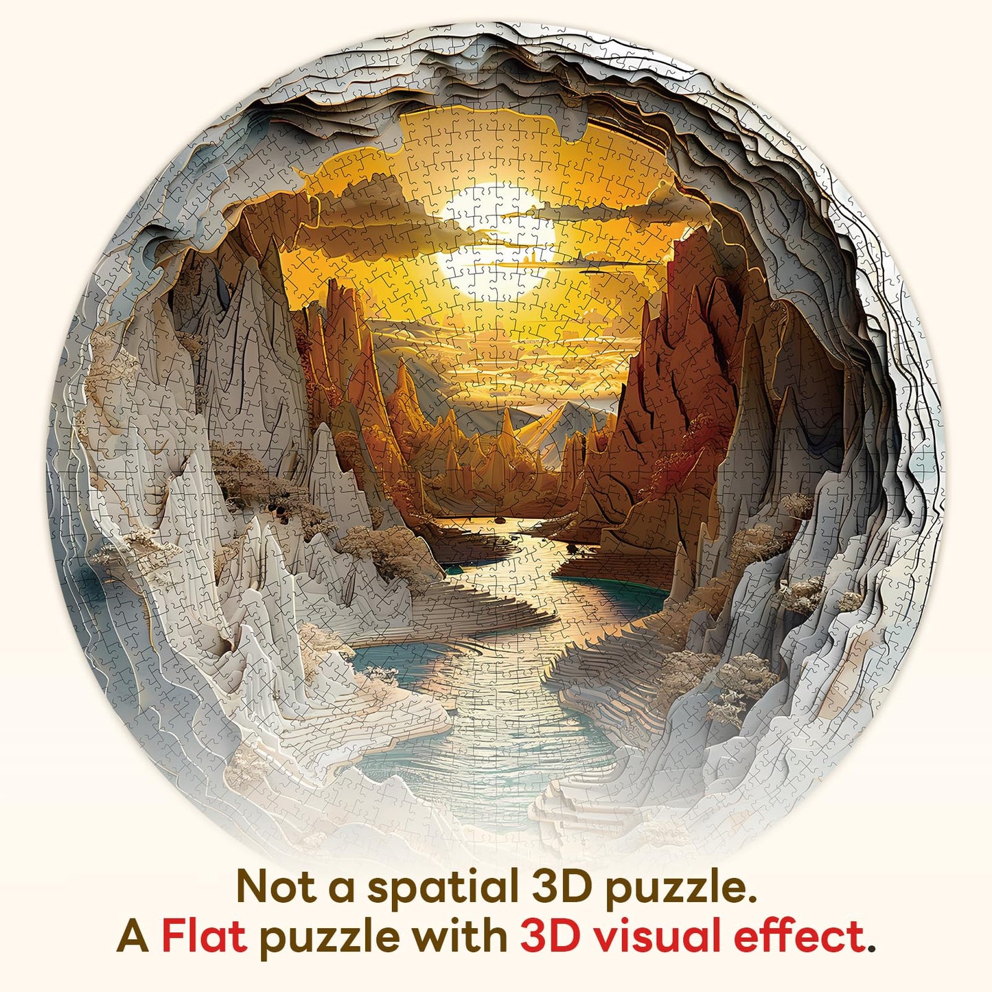 Masseruon 1000-Piece Jigsaw Puzzle for Adults – 3D Sunset Canyon, 26.6 x 26.6 in | Hard & Challenging