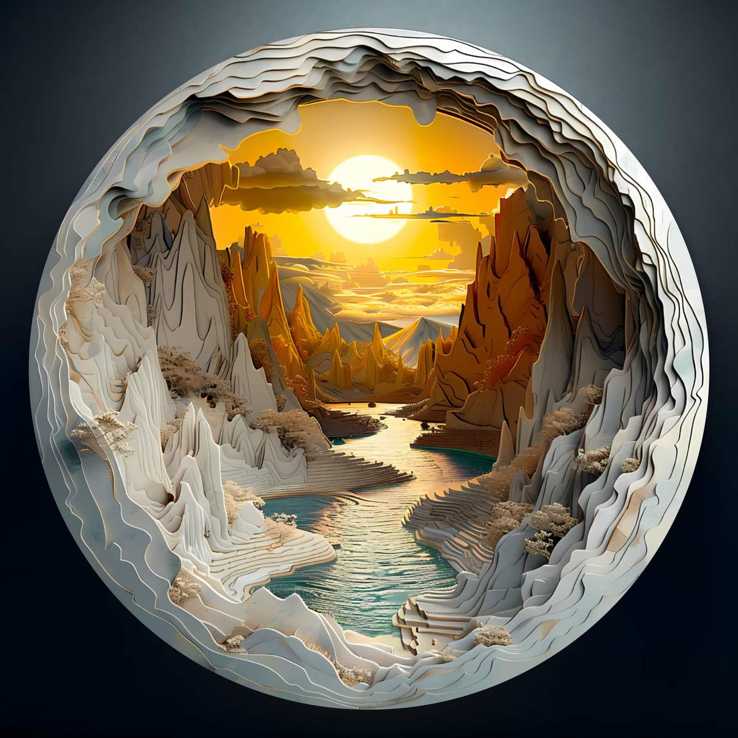 Masseruon 1000-Piece Jigsaw Puzzle for Adults – 3D Sunset Canyon, 26.6 x 26.6 in | Hard & Challenging