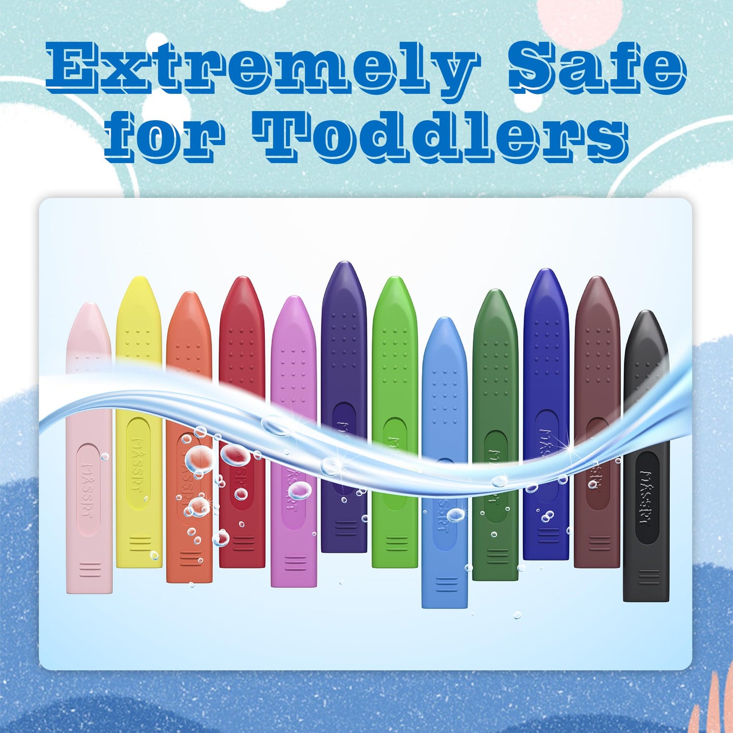 MASSRT Triangle Jumbo Toddler Crayons - 12 Count, Non-Toxic, Unbreakable, Easy-Grip Washable