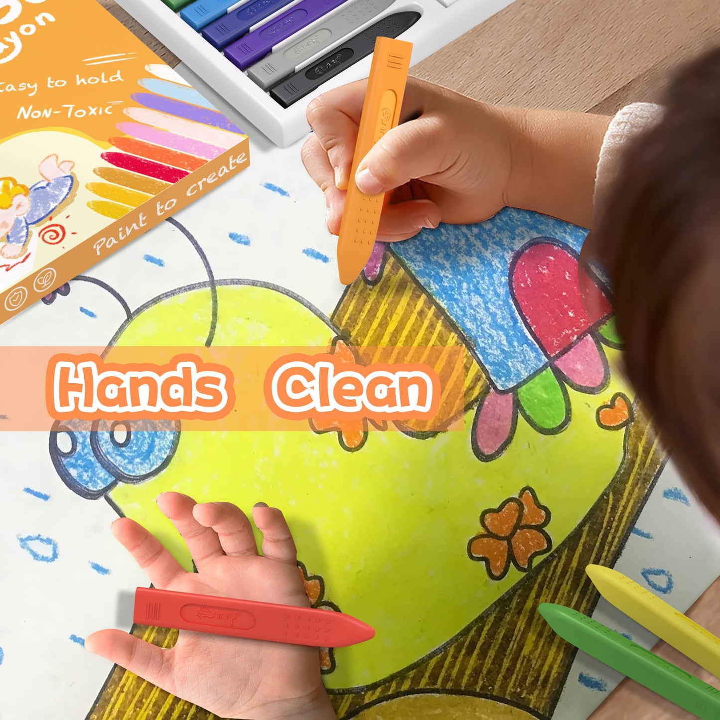 MASSRT Triangle Jumbo Toddler Crayons - 12 Count, Non-Toxic, Unbreakable, Easy-Grip Washable