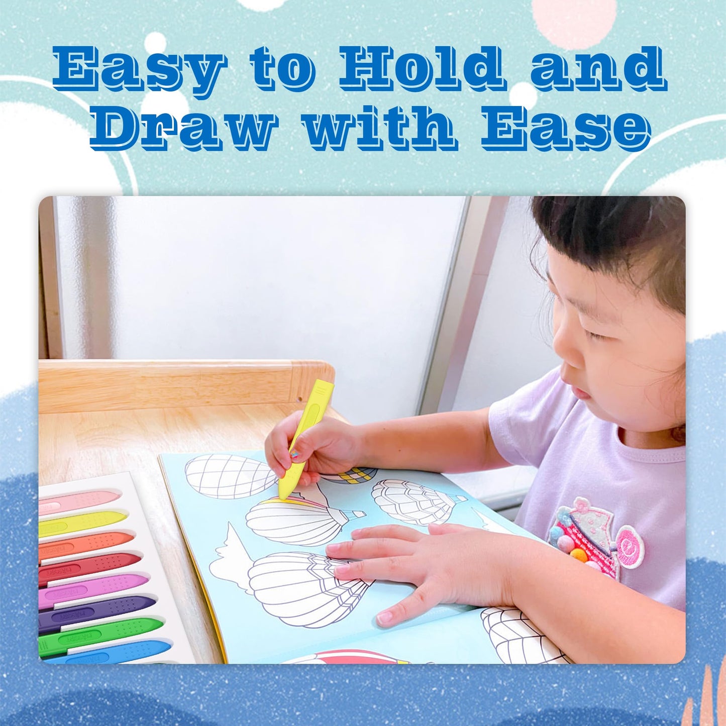 MASSRT Triangle Jumbo Toddler Crayons - 12 Count, Non-Toxic, Unbreakable, Easy-Grip Washable