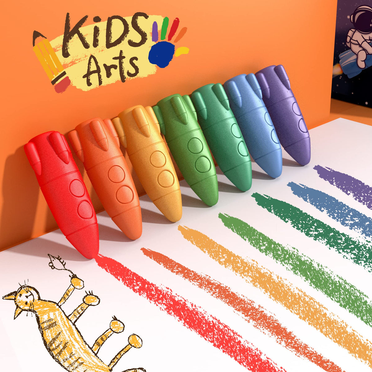 MASSRT 24 Colors Space Crayons for Toddlers – Non-Toxic, Washable & Unbreakable