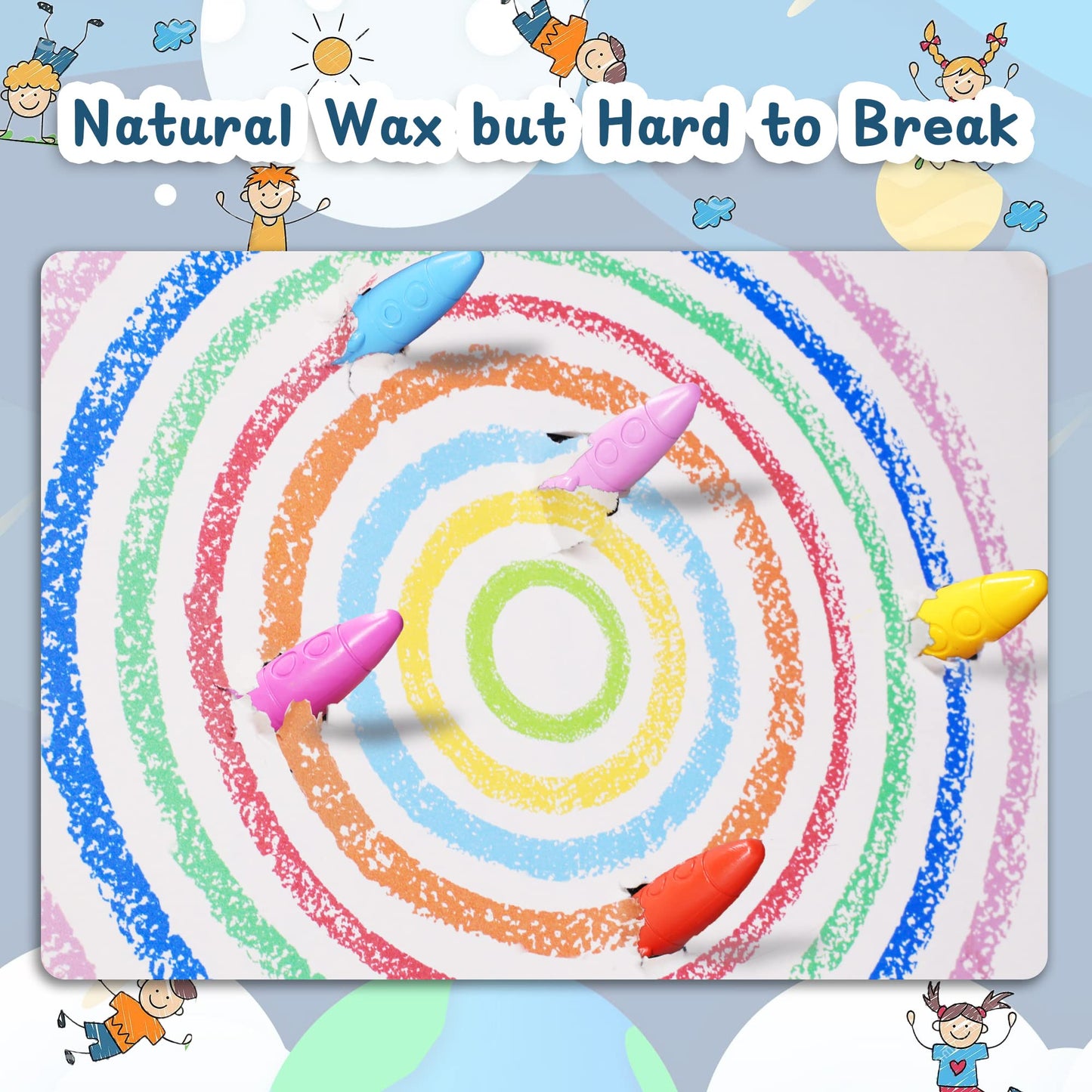 MASSRT 24 Colors Space Crayons for Toddlers – Non-Toxic, Washable & Unbreakable