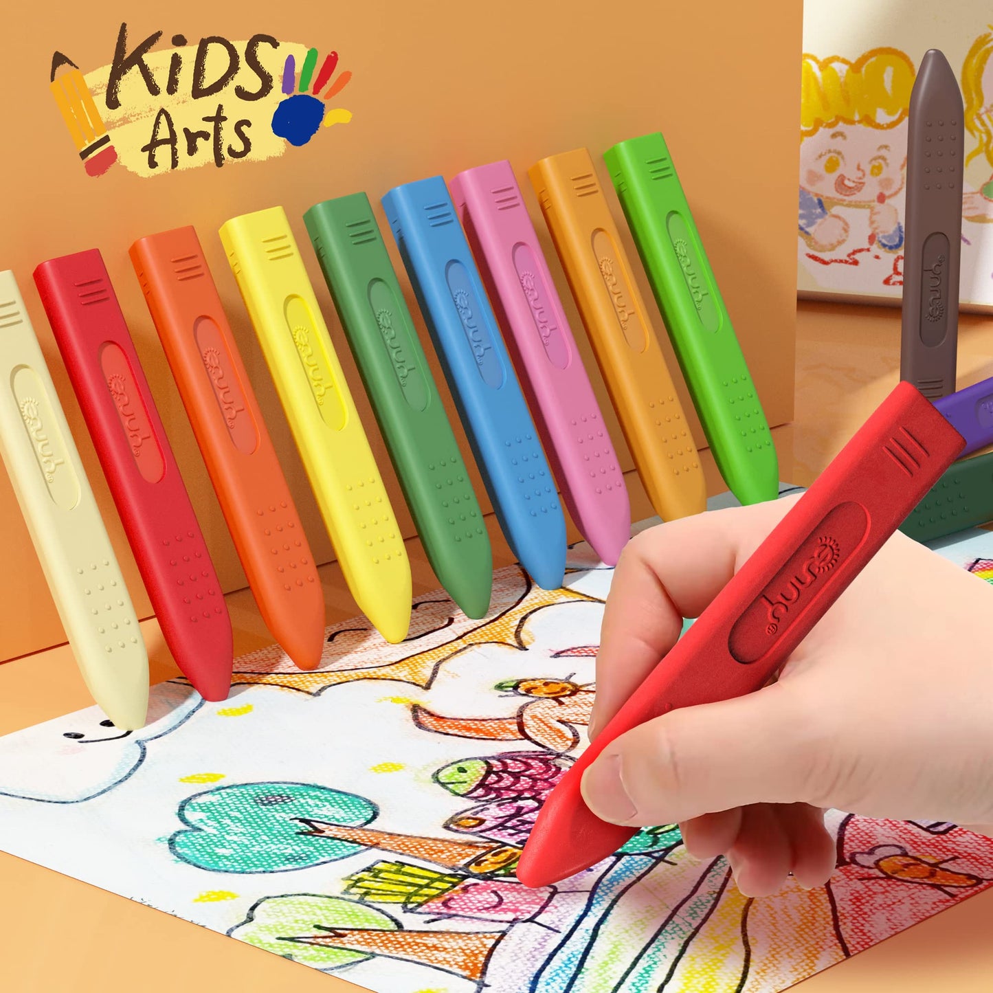 MASSRT Triangle Jumbo Crayons for Toddlers – Mess-Free, Unbreakable Color Set with 18 Colors