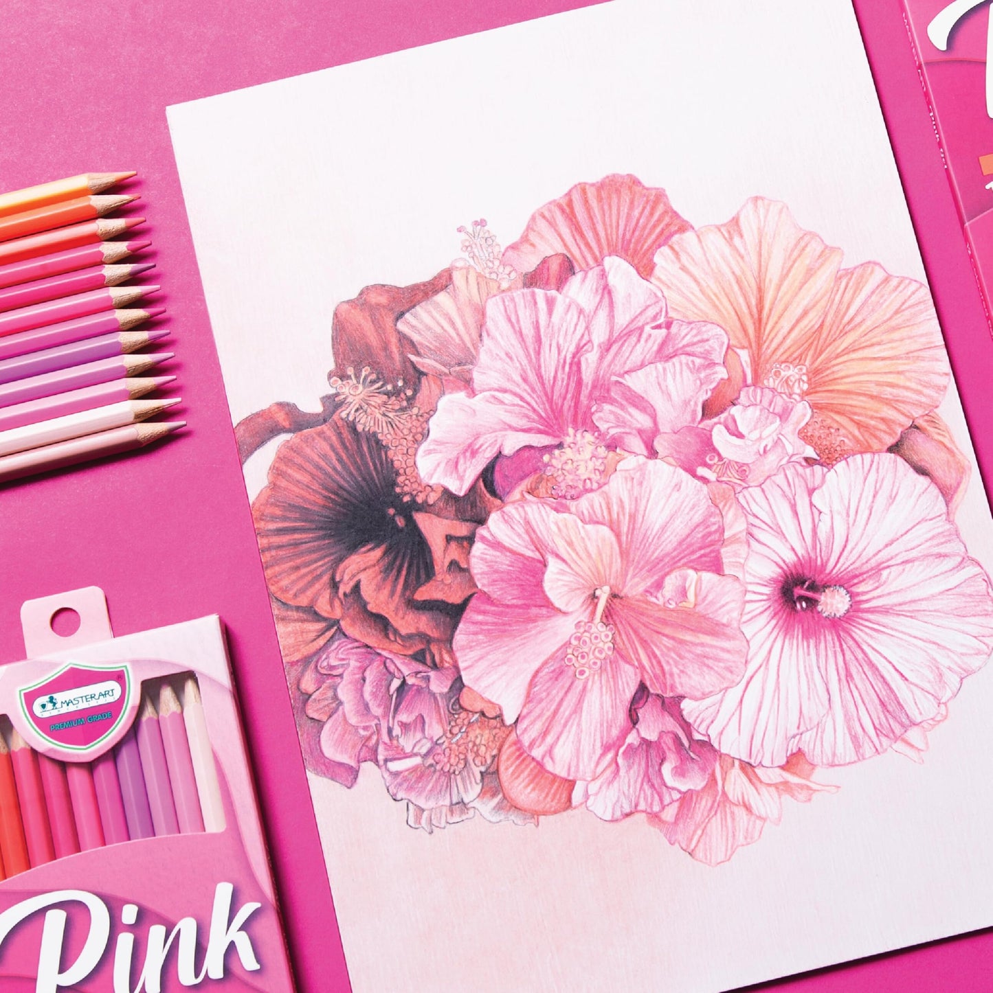 MASTERART Pink Collection: 12-Color Colored Pencils – Pre-Sharpened, Extra-Smooth, Hexagonal Grip