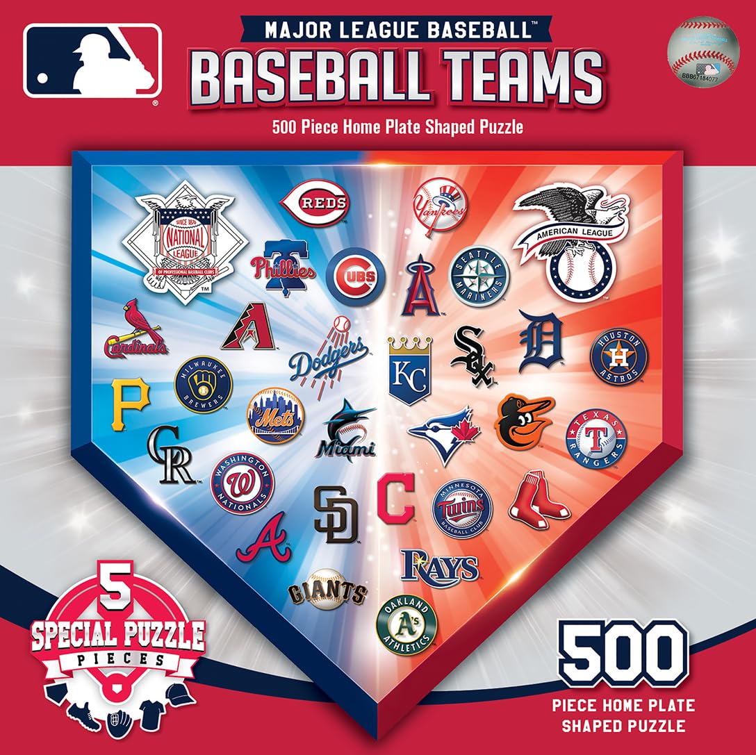 Masterpiece Records MLB Home Plate Shaped 500pc Puzzle with 3D Logos