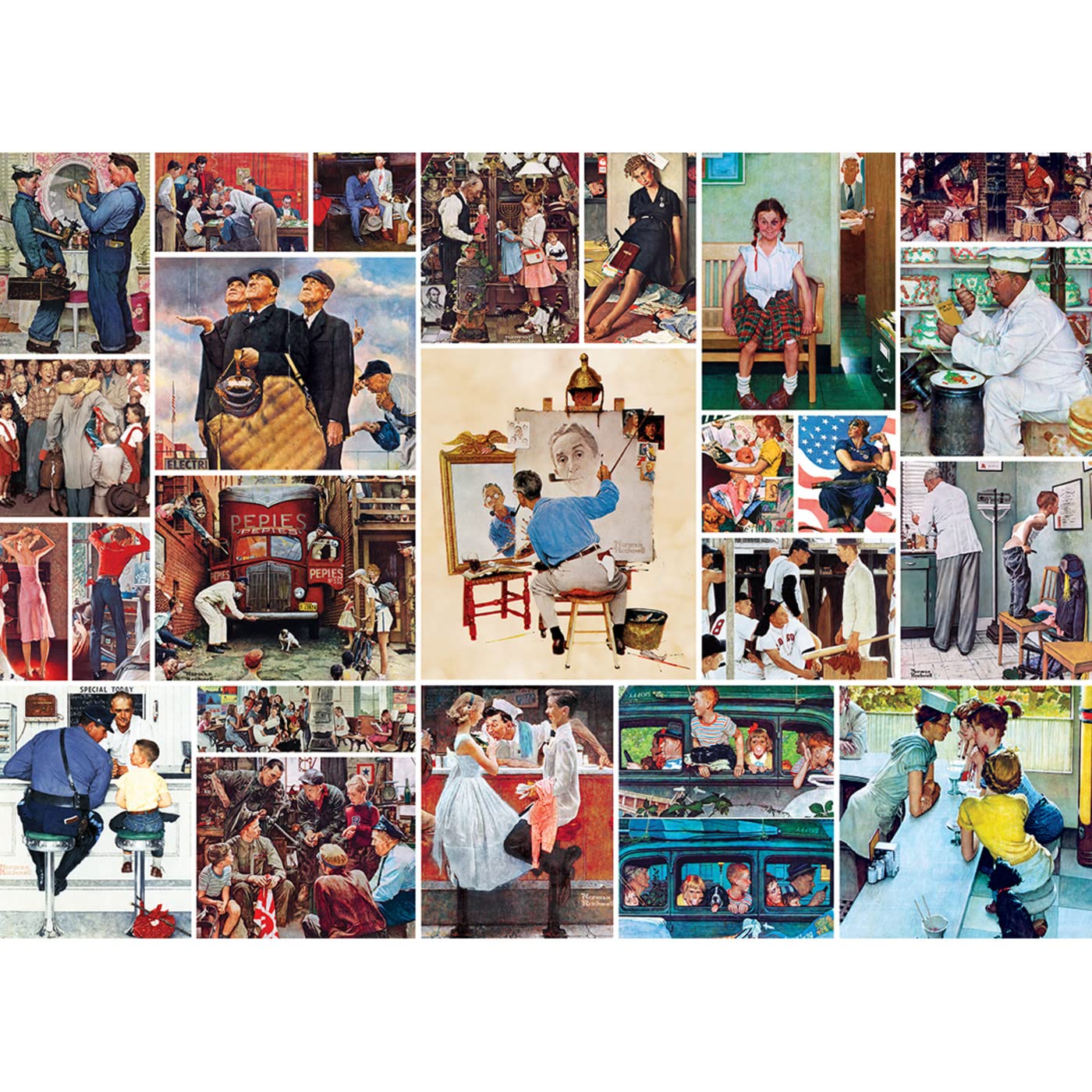 MasterPieces 1000-Piece Rockwell Collage Puzzle – Matte Finish, Eco Materials