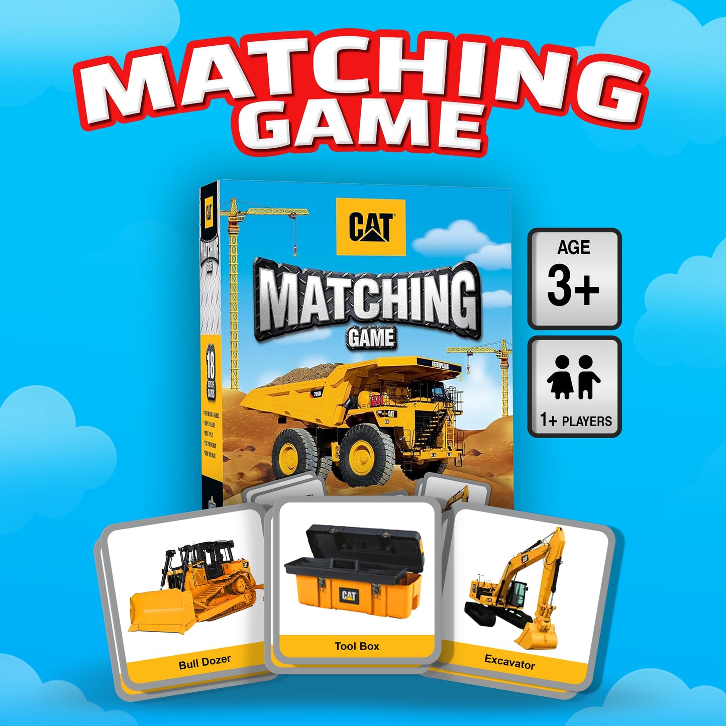 MasterPieces CAT Picture Matching Card Game – Official Caterpillar Licensed