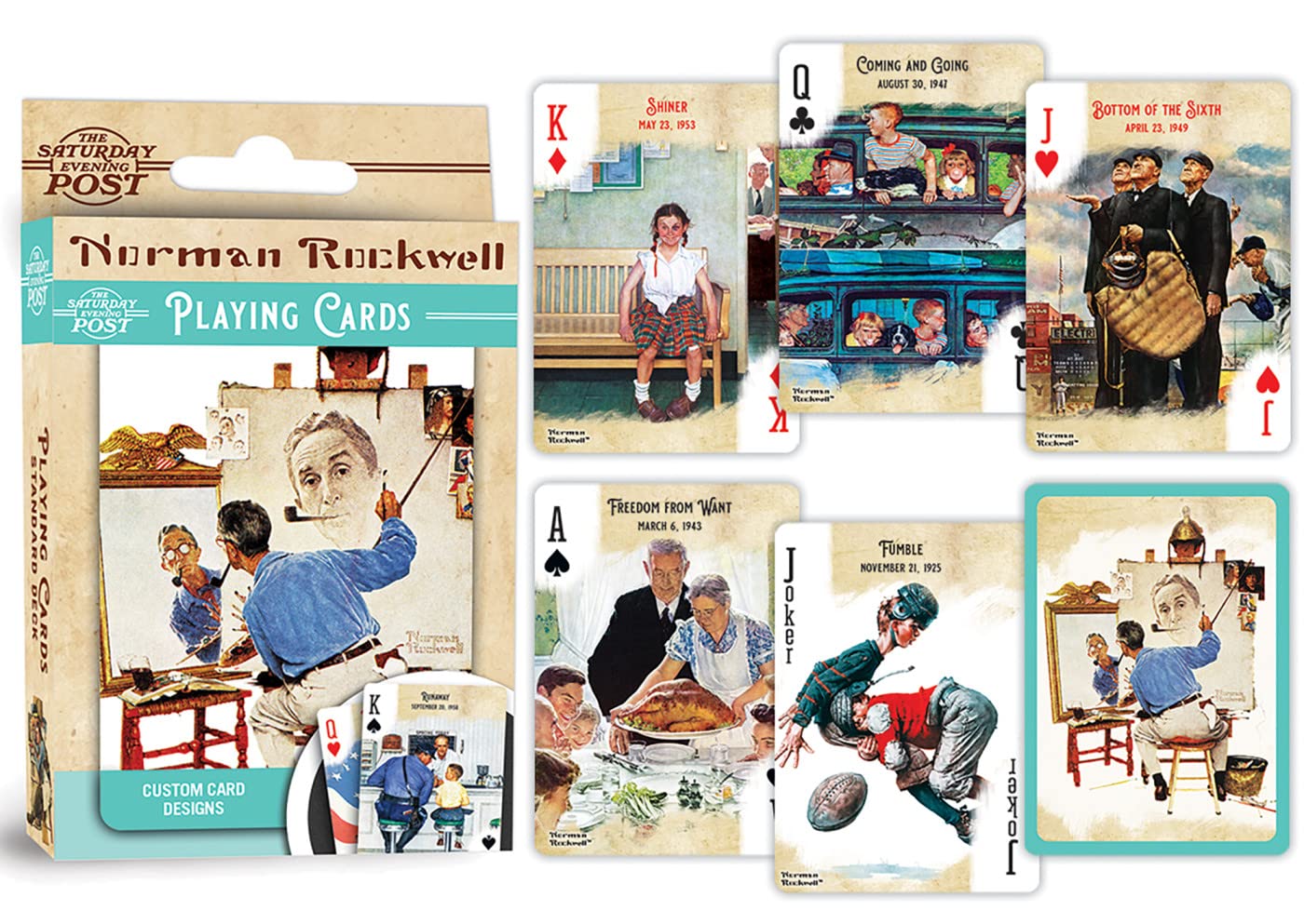 MasterPieces Saturday Evening Post Norman Rockwell Playing Cards – 54-Card Deck for Adults