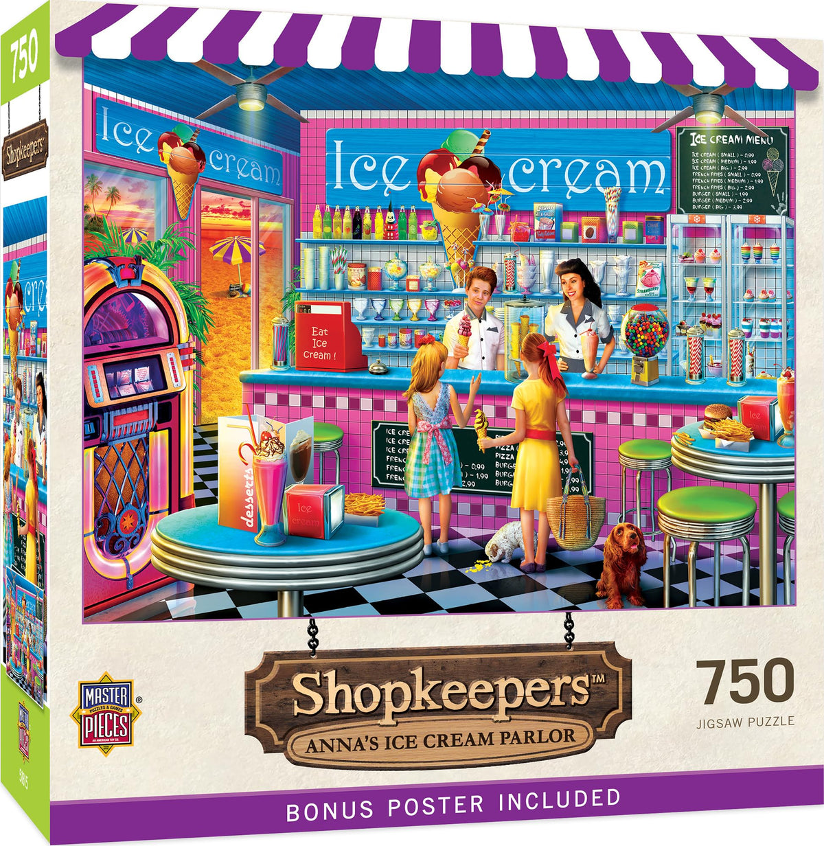 MasterPieces 750 Piece Jigsaw Puzzle for Adults & Family – Anna's Ice Cream Parlor – 18x24
