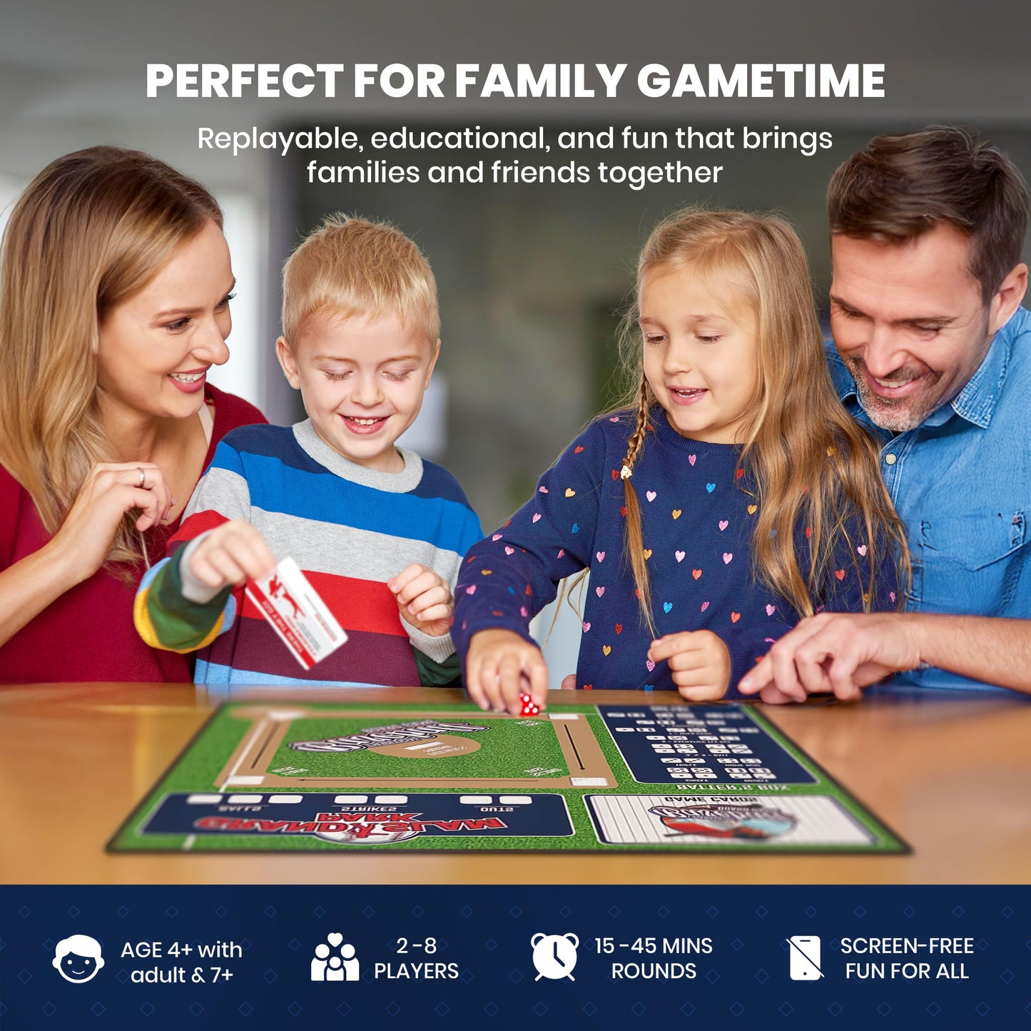 Masterpieces Baseball Dice Board Game – Realistic Play for 2-8 Players (Ages 6+)