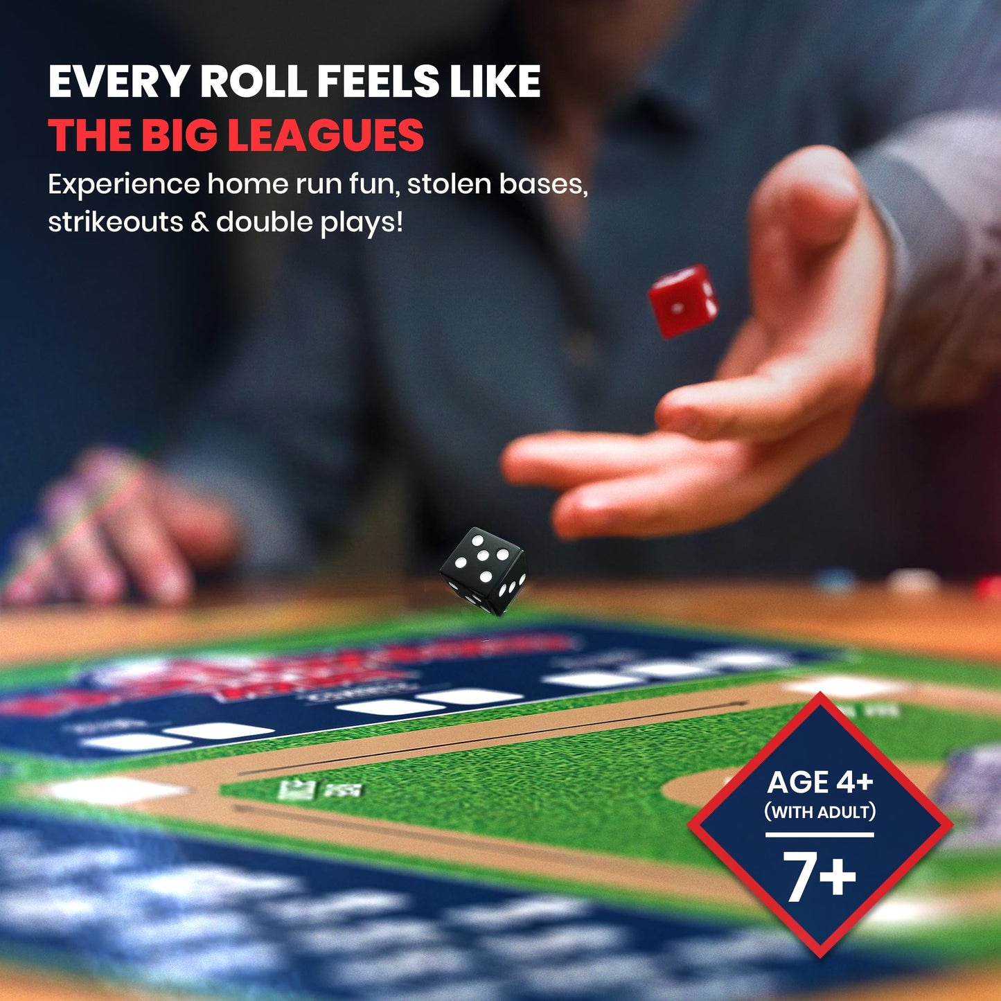 Masterpieces Baseball Dice Board Game – Realistic Play for 2-8 Players (Ages 6+)