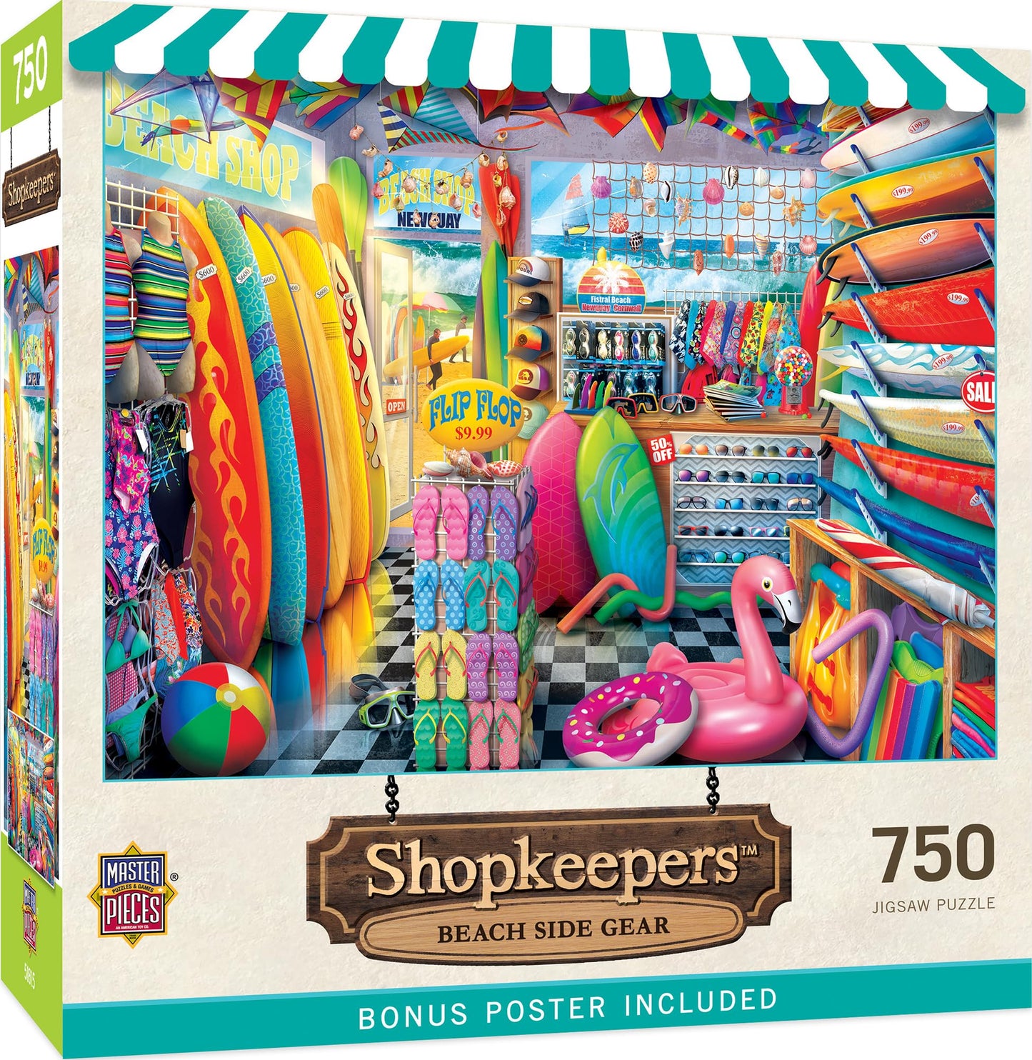 MasterPieces 750 Piece Jigsaw Puzzle for Adults and Family – Beach Side Gear, 18x24