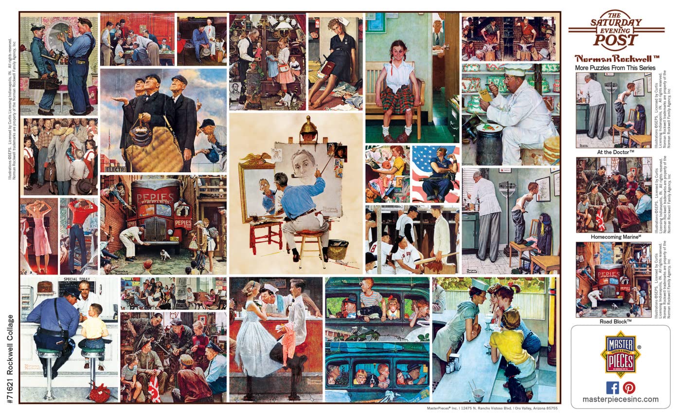 MasterPieces 1000-Piece Rockwell Collage Puzzle – Matte Finish, Eco Materials
