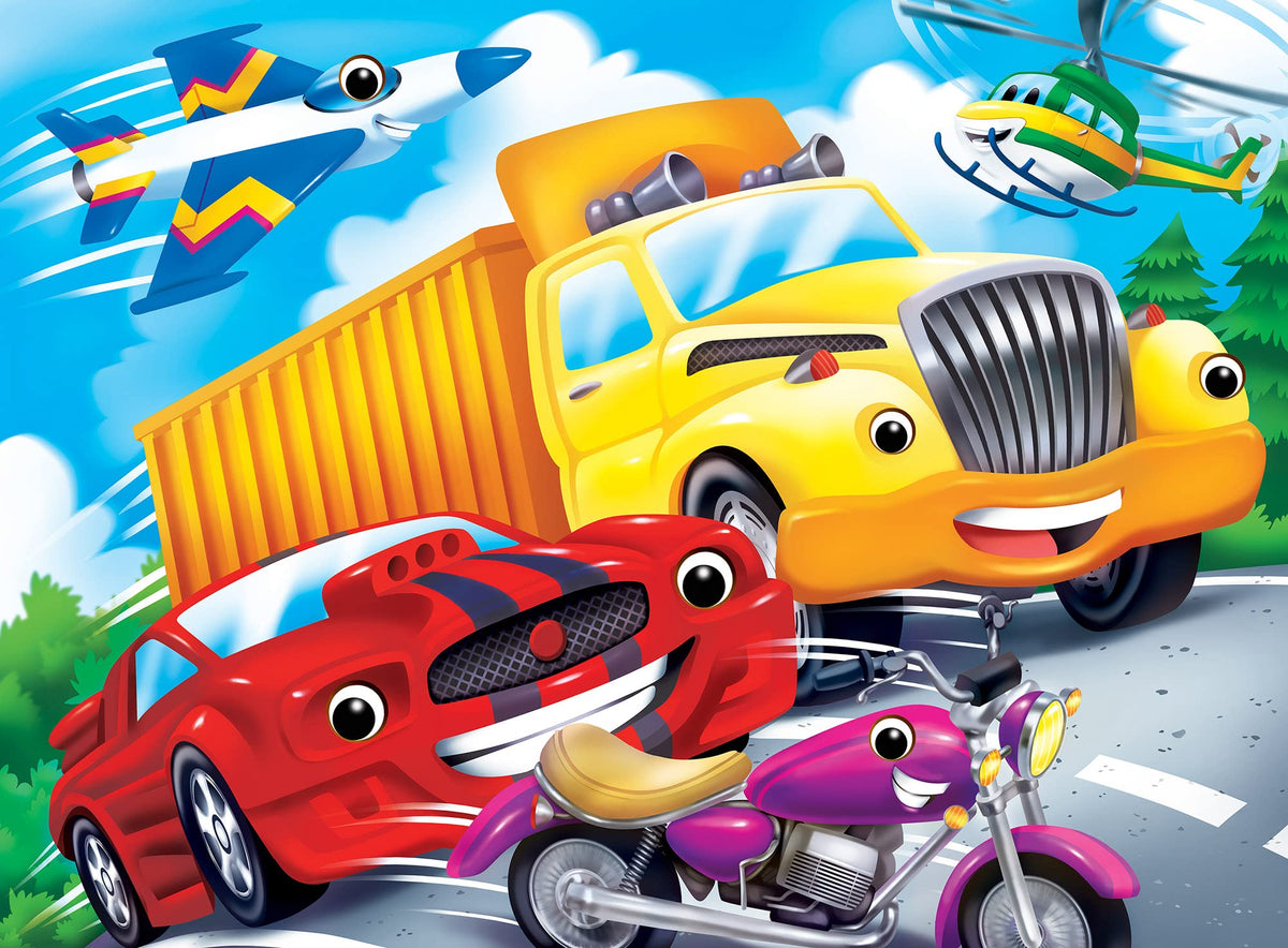 MasterPieces – 48-Piece Vehicles Jigsaw Puzzle for Kids 4+ with Googly Eyes | Educational, Screen-Free Fun Gift