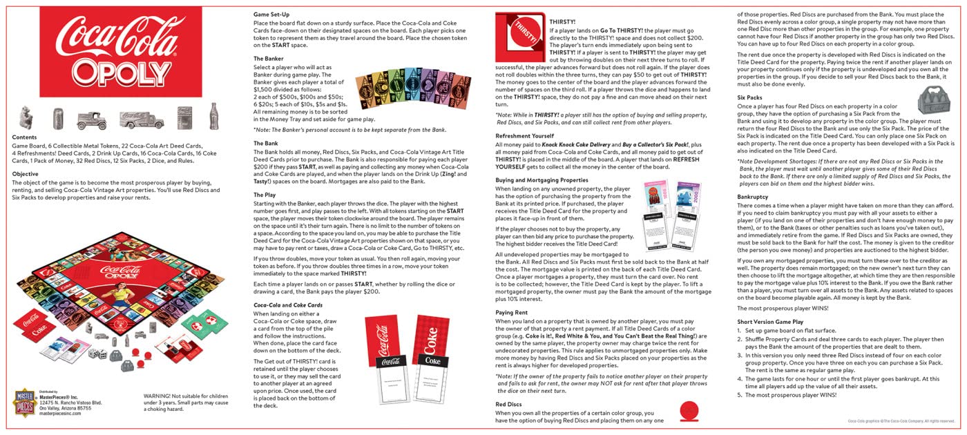MasterPieces Coca-Cola Opoly – Officially Licensed Board Game for Adults & Families