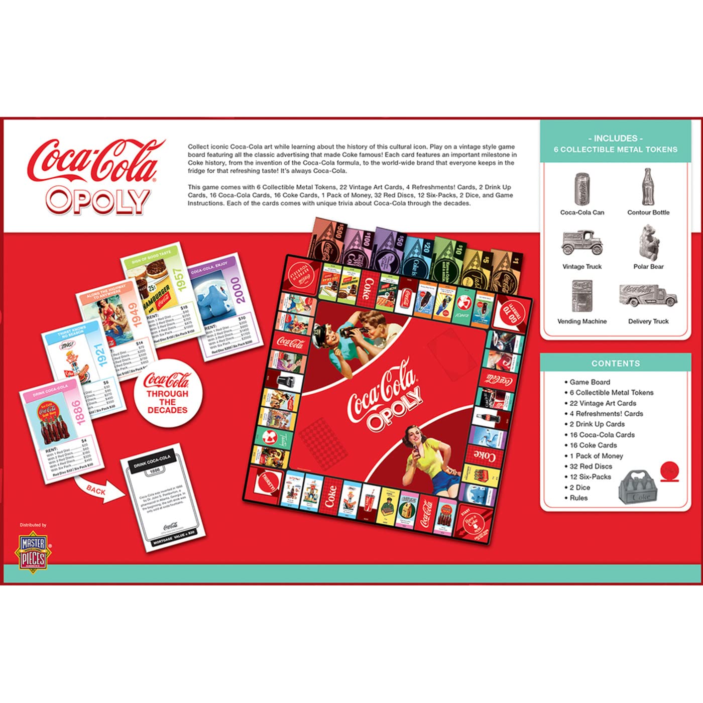 MasterPieces Coca-Cola Opoly – Officially Licensed Board Game for Adults & Families
