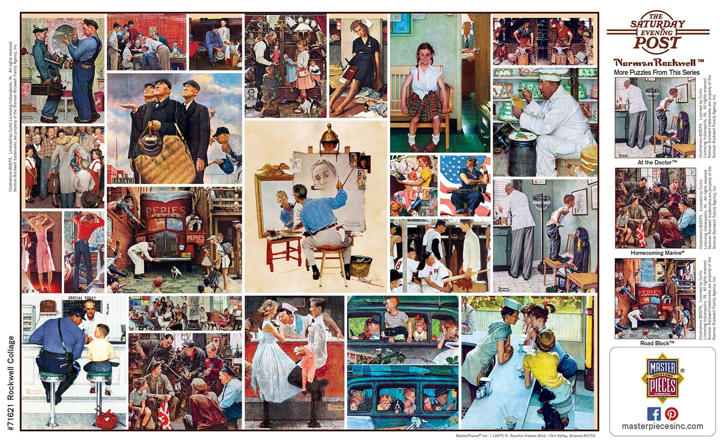 MasterPieces 1000-Piece Rockwell Collage Puzzle – Matte Finish, Eco Materials