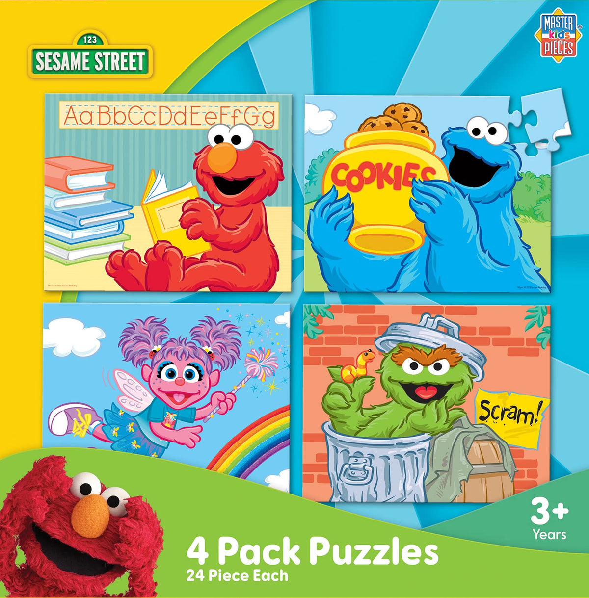 MasterPieces Sesame Street 4-Pack: 24-Piece Puzzles for Kids, 8x10