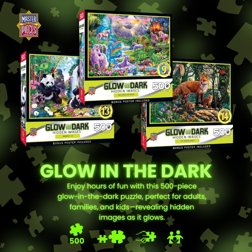 MasterPieces 500-Piece Glow-in-the-Dark Jigsaw Puzzle – Hidden Images in Shangri-La, 15x21-Inch