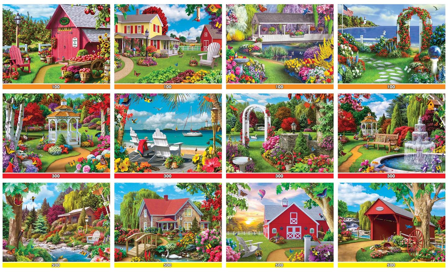 MasterPieces Jigsaw Puzzle 12-Pack Bundle – Folk Art by Alan Giana | Eco-Friendly